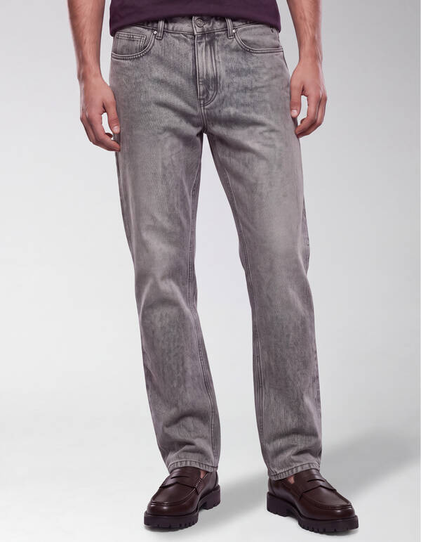 Modern Straight Fit Jeans Dirty Wash Grau L32 SHOEBY MEN