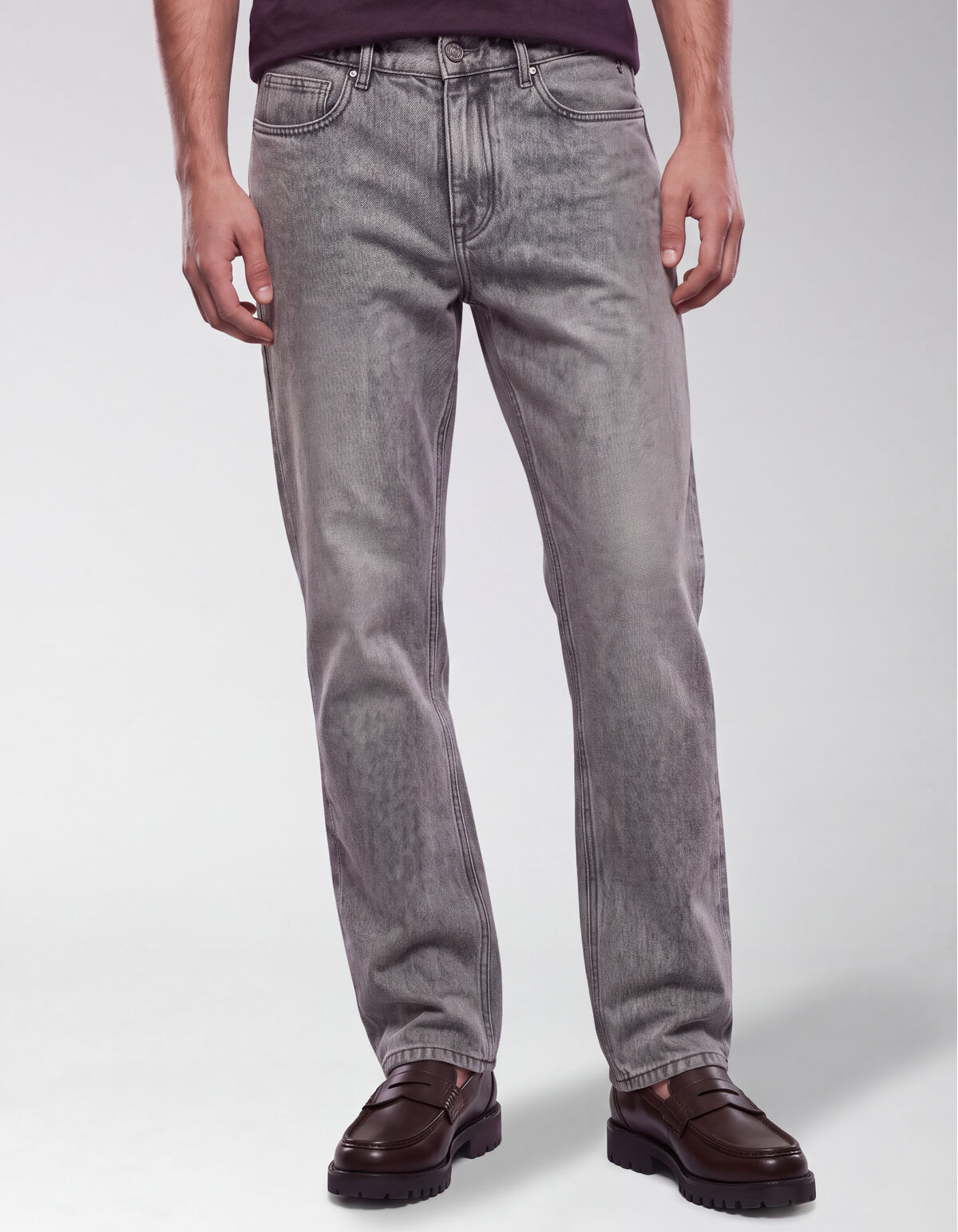 Modern Straight Fit Jeans Dirty Wash Grau L32 SHOEBY MEN