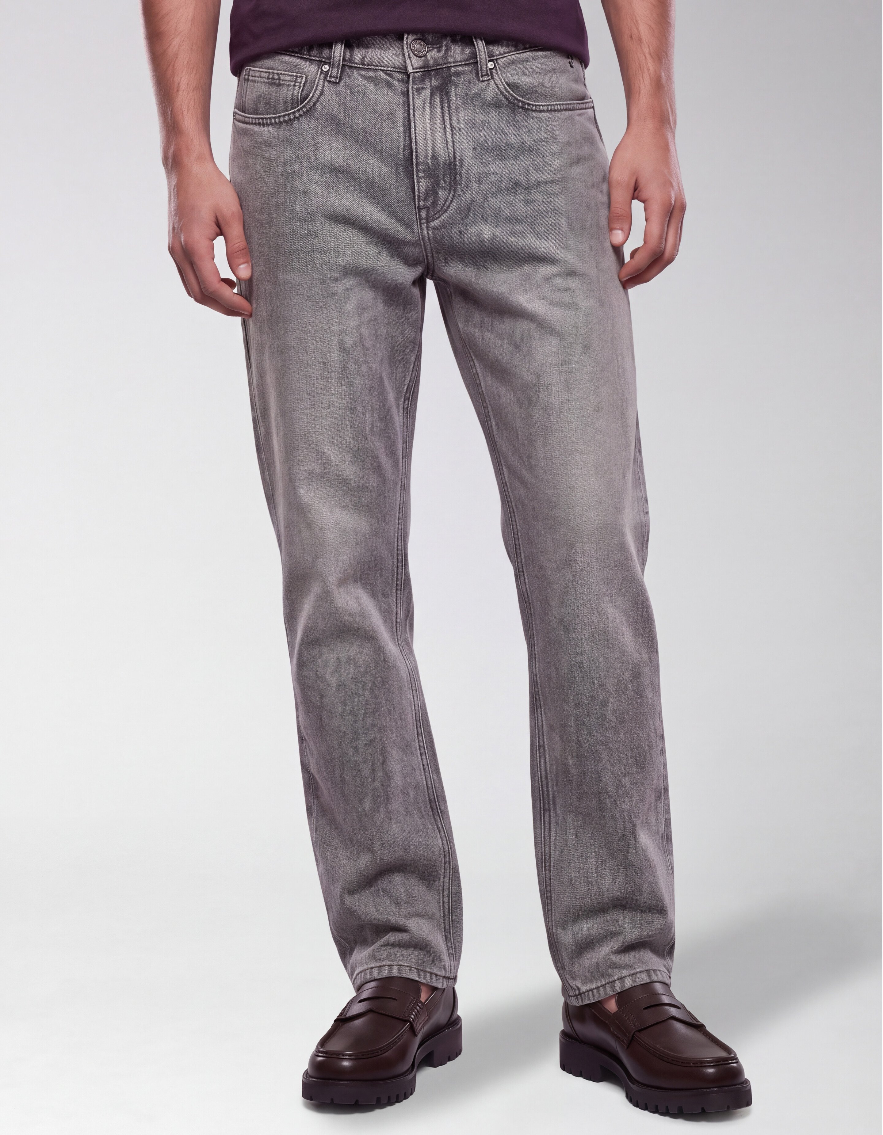 Modern Straight Fit Jeans Dirty Wash Grau L32 SHOEBY MEN