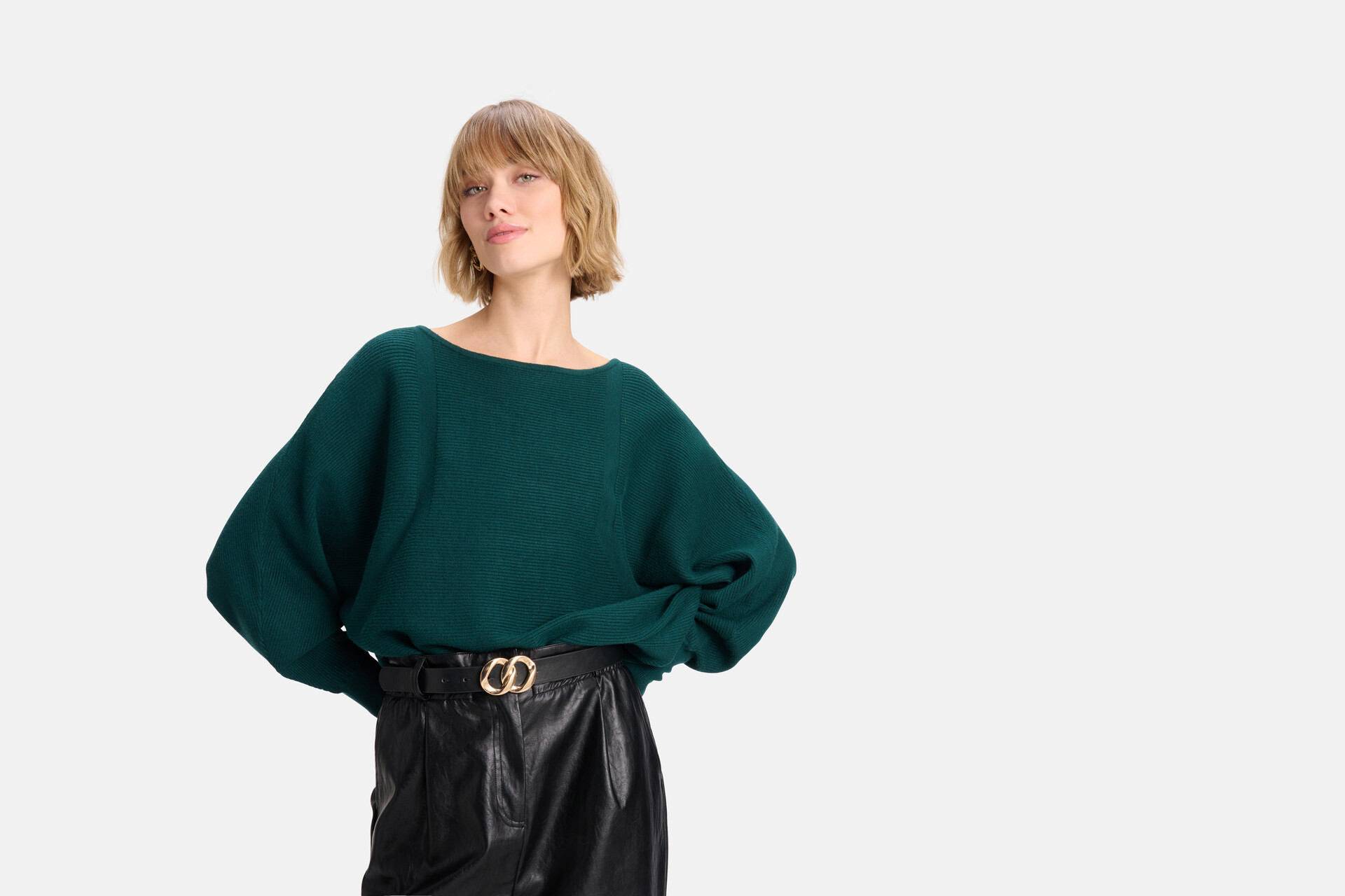 Pullover mit weiten Ärmeln Dunkelgrün SHOEBY WOMEN
