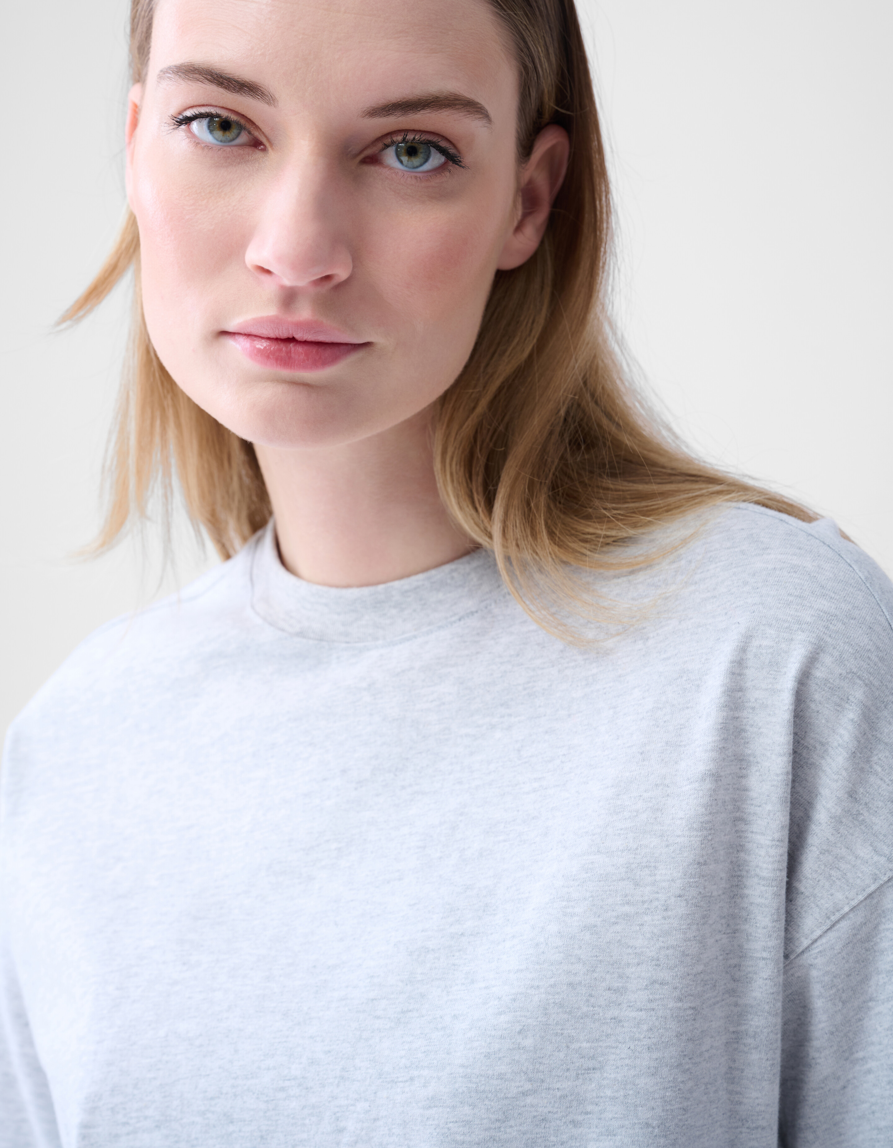 Übergroßes Basic-T-Shirt Hellgrau SHOEBY WOMEN