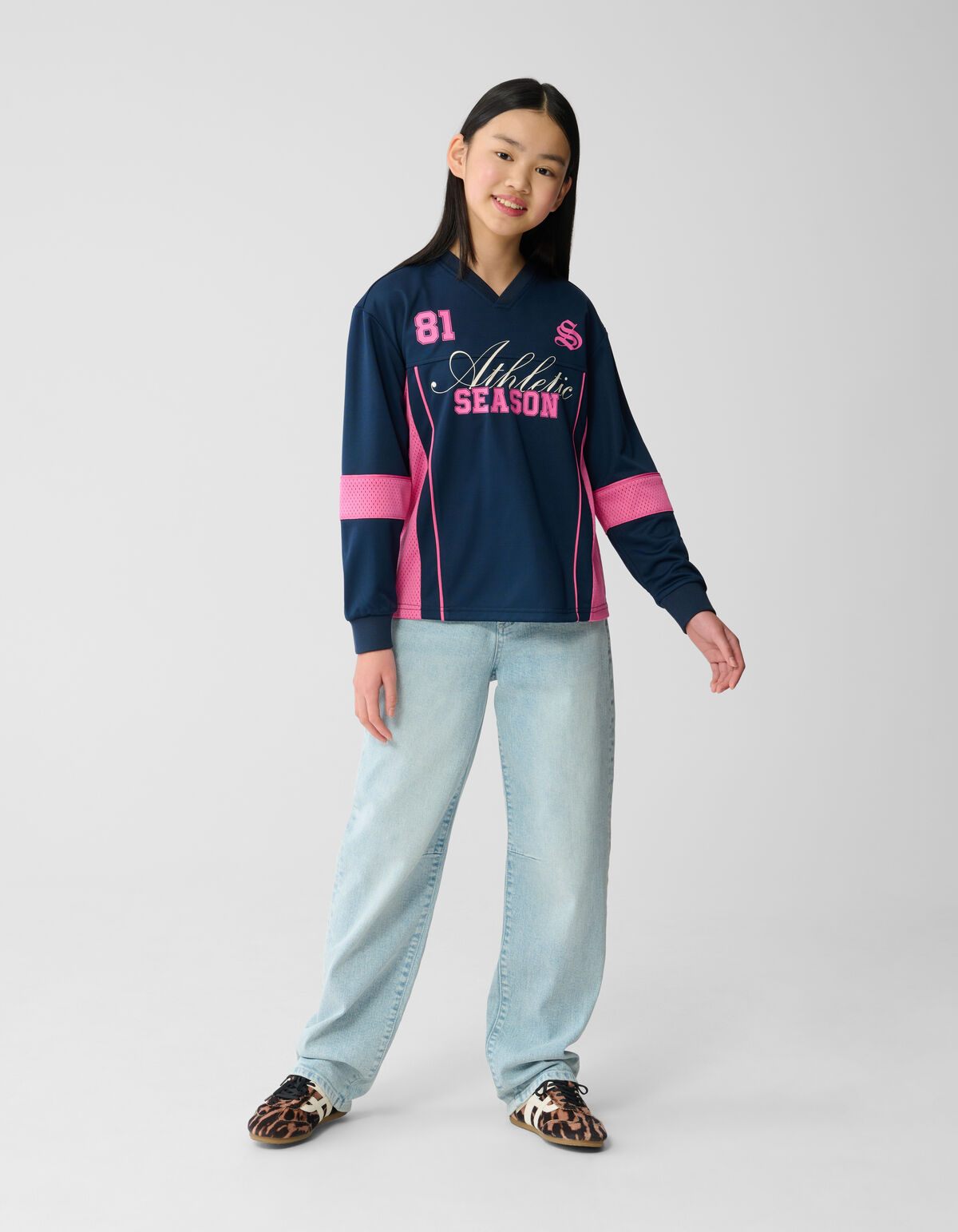 Baseball Mix Longleeve Top Dunkelblau SHOEBY GIRLS