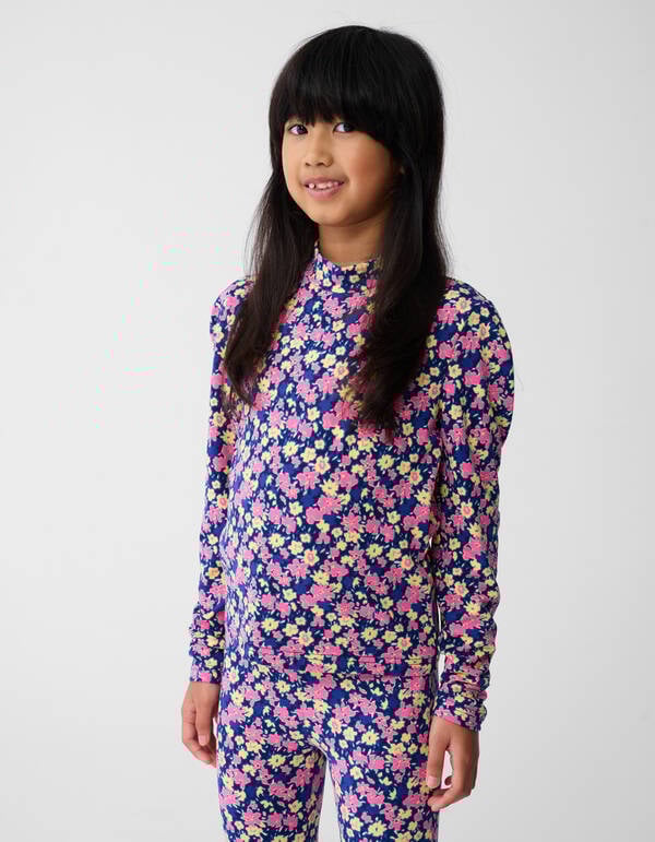 Langarmshirt mit Blumenmuster, dunkelblau/rosa SHOEBY GIRLS