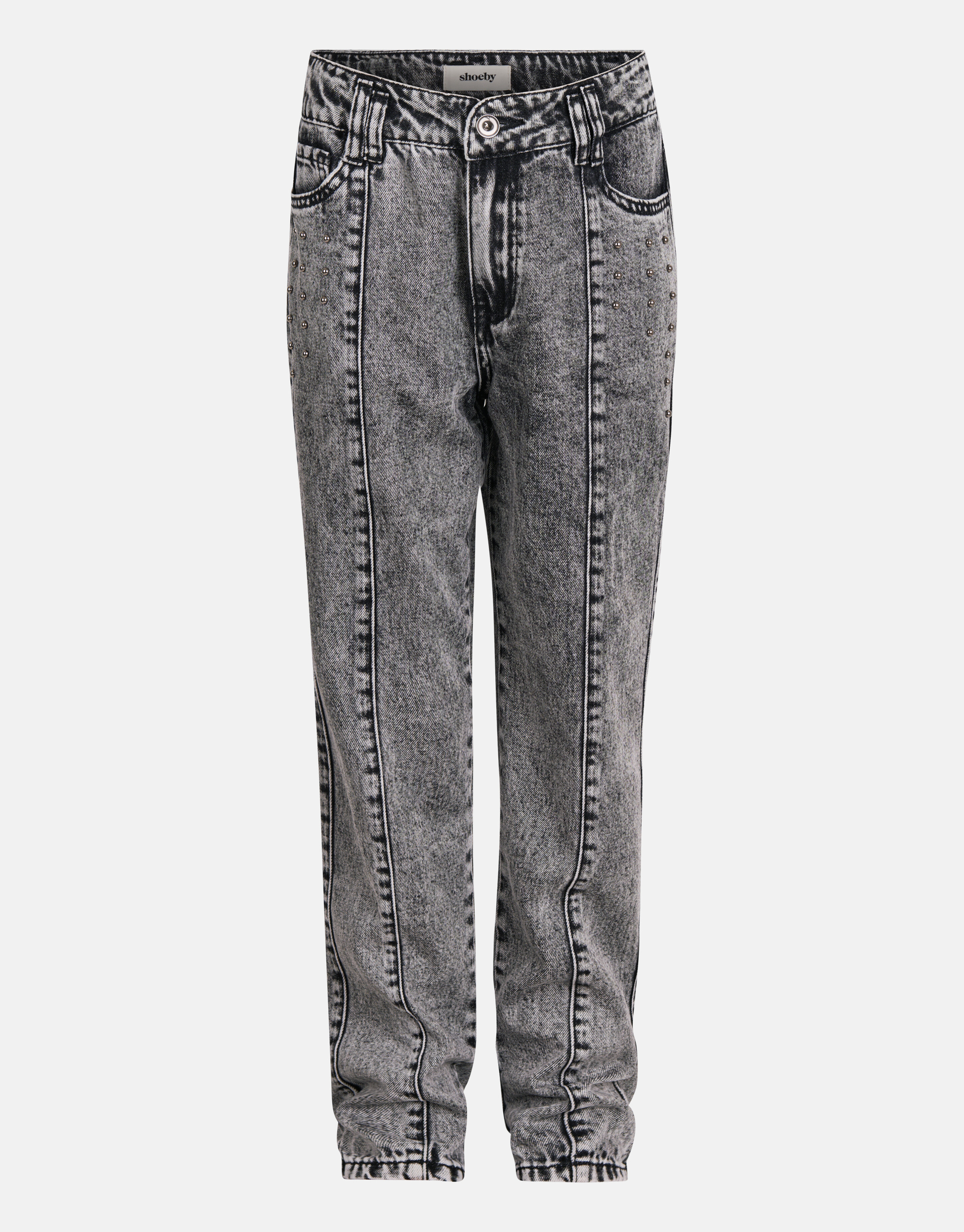 Studs Straight Fit Jeans Donkergrijs SHOEBY GIRLS