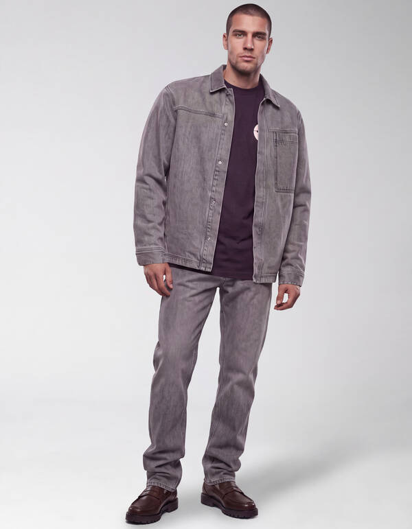 Modern Straight Fit Jeans Dirty Wash Grau L32 SHOEBY MEN