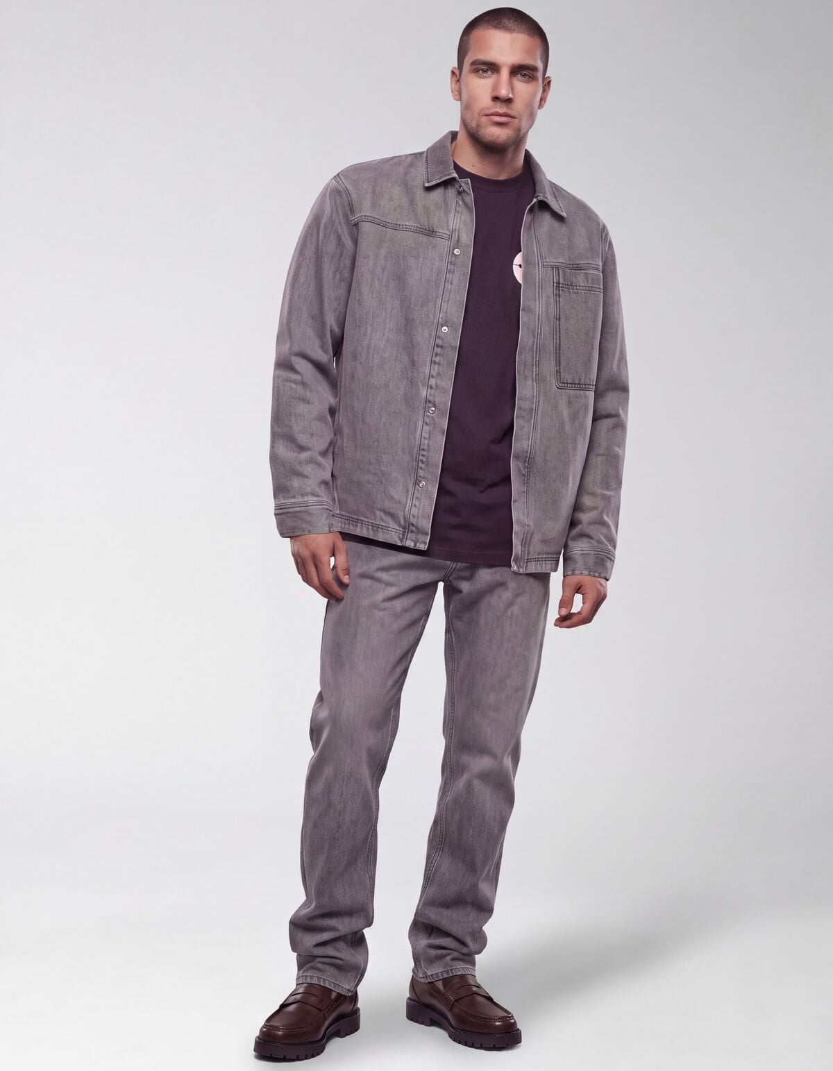 Modern Straight Fit Jeans Dirty Wash Grau L32 SHOEBY MEN