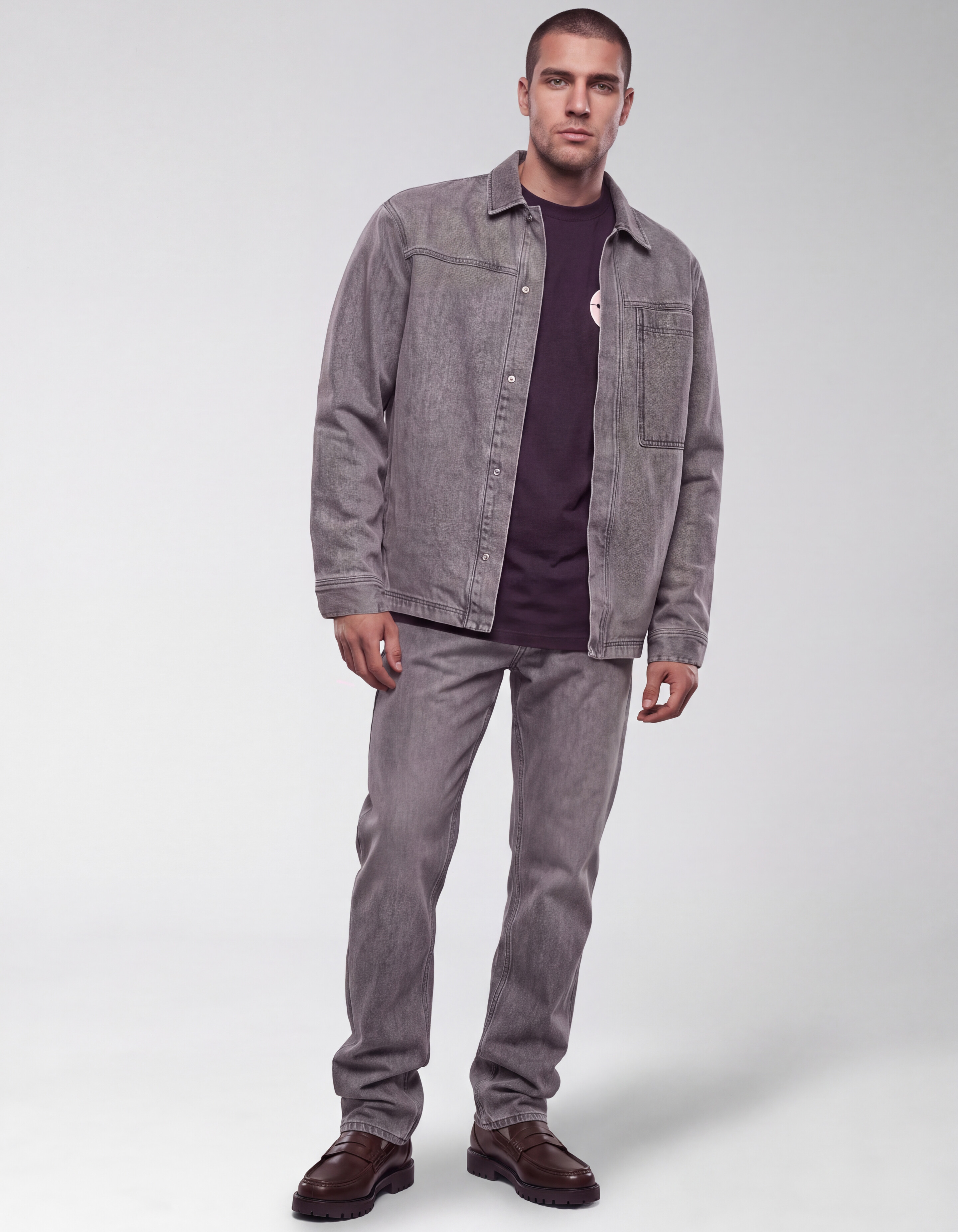 Modern Straight Fit Jeans Dirty Wash Grau L32 SHOEBY MEN