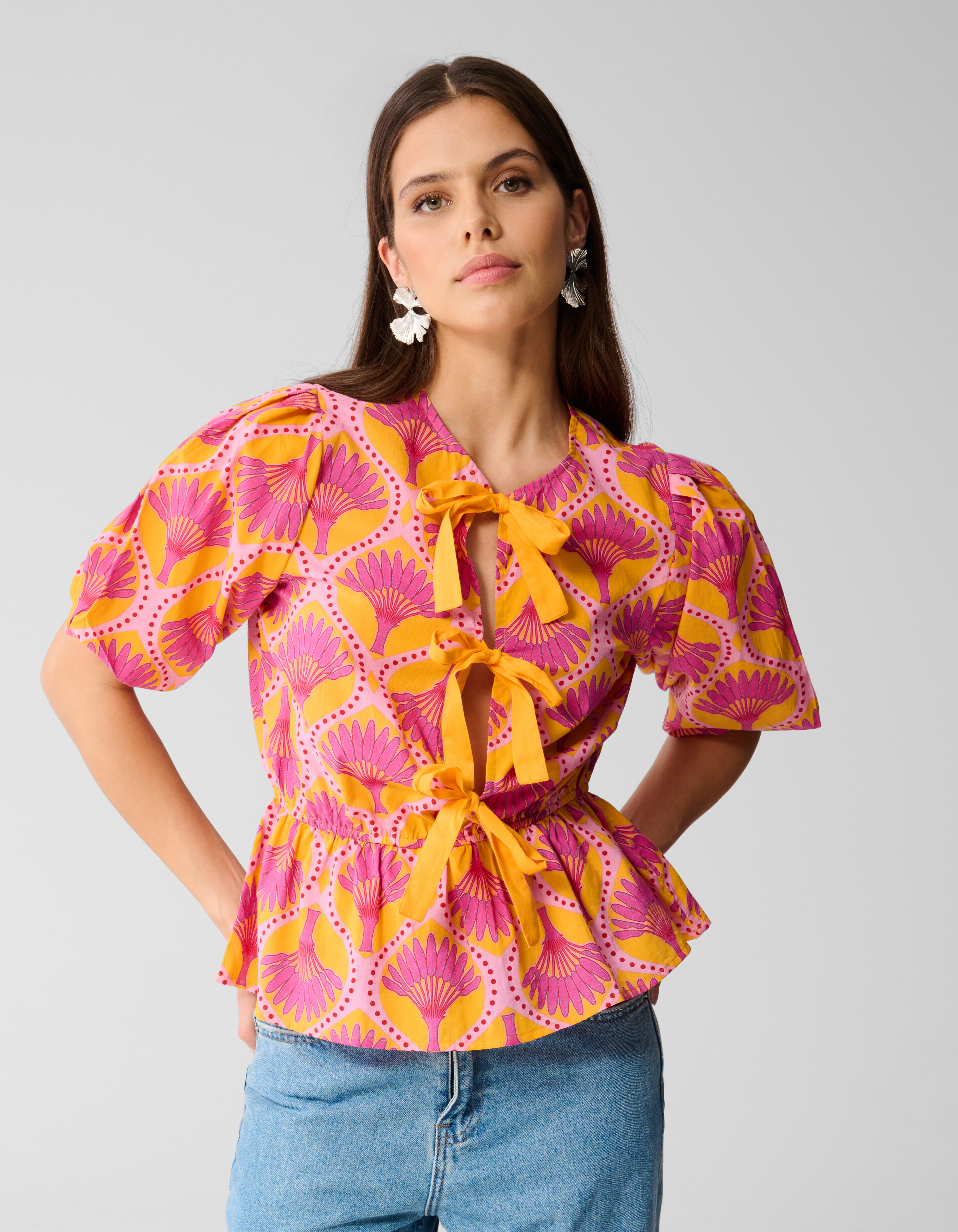Printed Bow Top Orange SHOEBY WOMEN