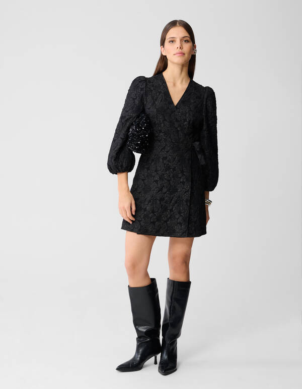 Jacquard-Wickel-Minikleid Schwarz SHOEBY WOMEN