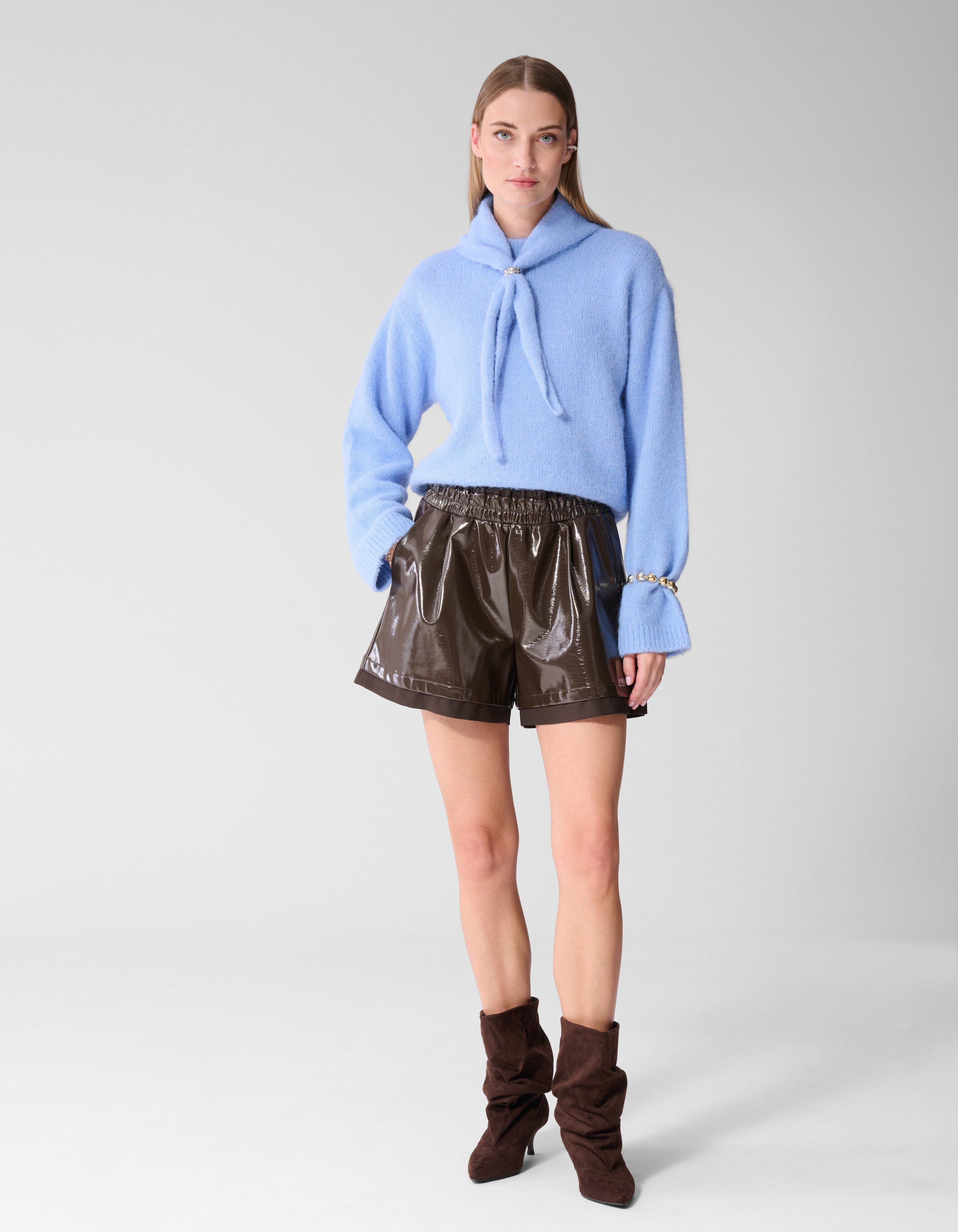 Fluffy Scarf Strickpullover Blau SHOEBY WOMEN
