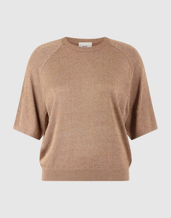 Kurzarm Glitzerpullover Braun SHOEBY WOMEN