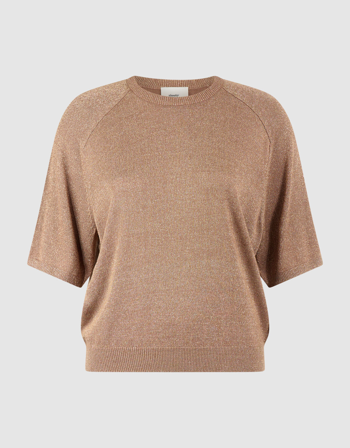 Kurzarm Glitzerpullover Braun SHOEBY WOMEN