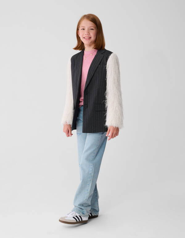 Flauschiger Glitzer-Blazer Off White SHOEBY GIRLS