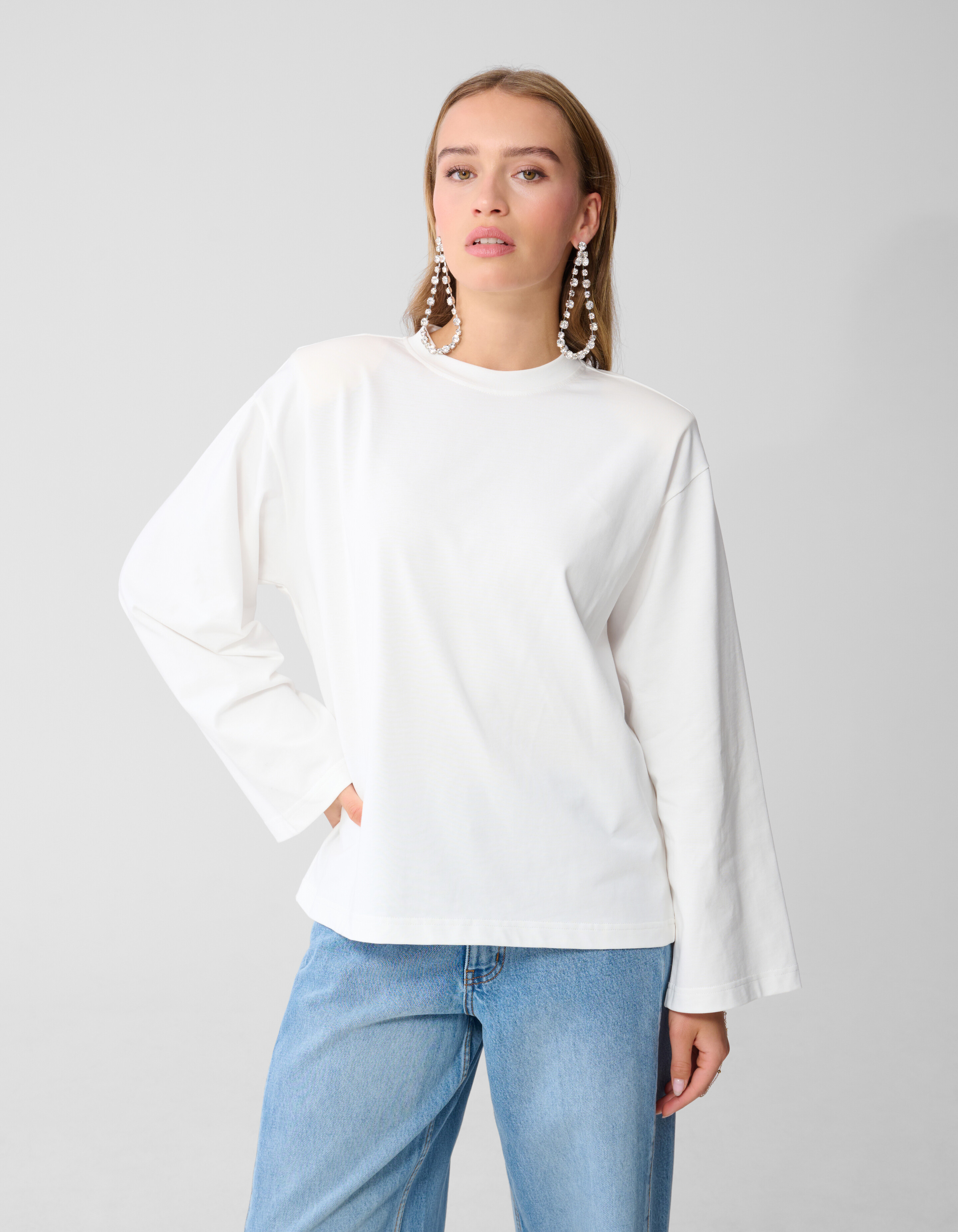 Übergroßes Langarm-T-Shirt Weiß von Monica SHOEBY WOMEN