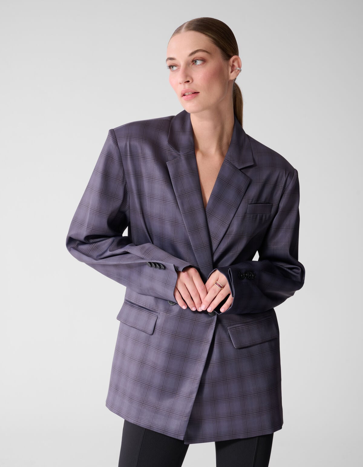 Satin-Karoblazer Grau By Mieke SHOEBY WOMEN