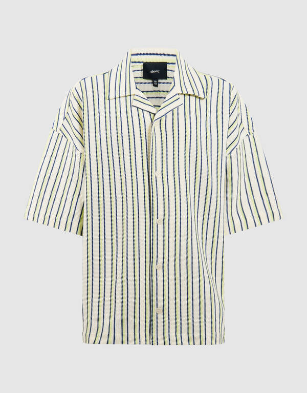 Nadelstreifenstruktur Hemd Gebrochen Wei&szlig; SHOEBY BOYS