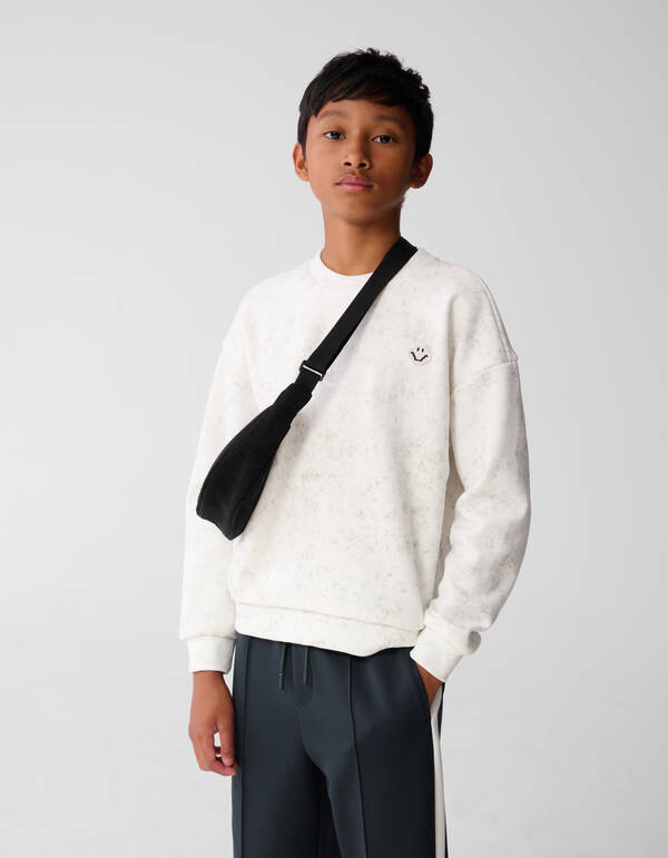 Bedruckter Smiley-Kunstpullover Weiß SHOEBY BOYS
