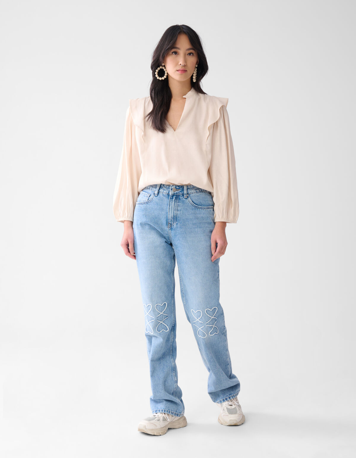 Shine Rüschenbluse Off White SHOEBY WOMEN