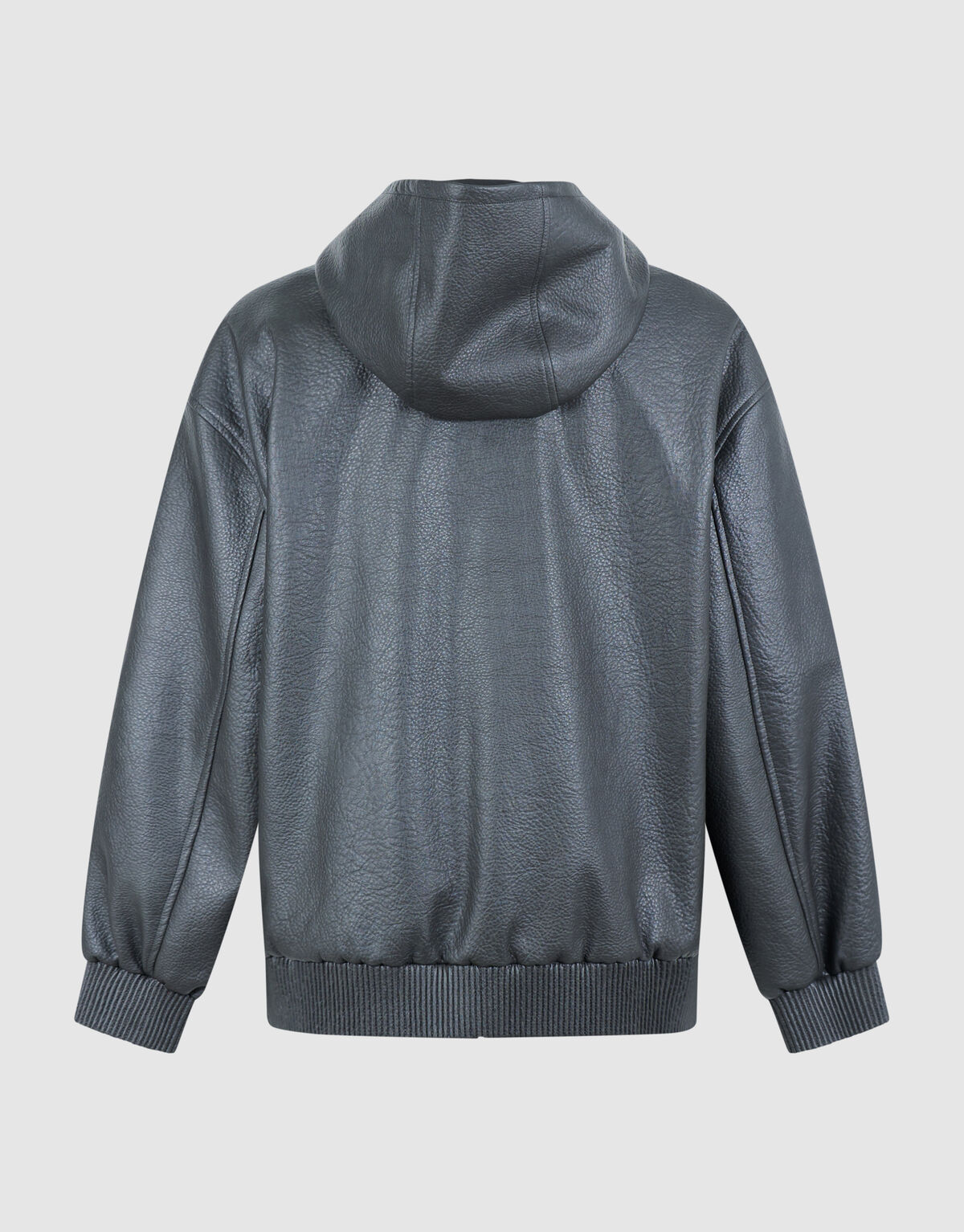 Vegan Leren Hooded Bomber Donkergrijs SHOEBY WOMEN