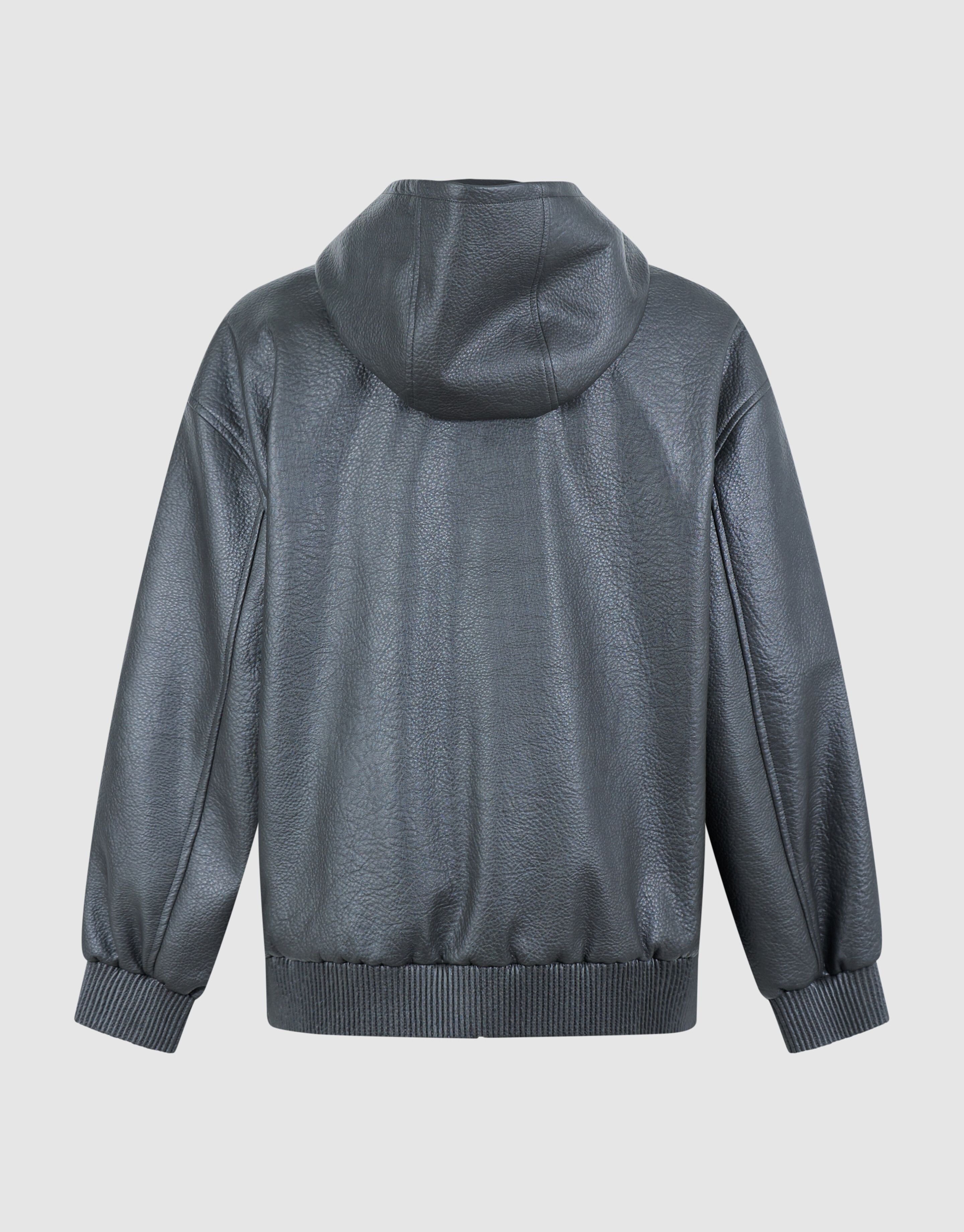 Vegan Leren Hooded Bomber Donkergrijs SHOEBY WOMEN