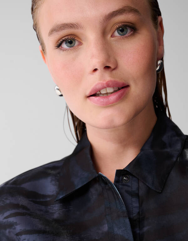 Bedruckte Zebra-Bluse Dunkelgrau SHOEBY WOMEN