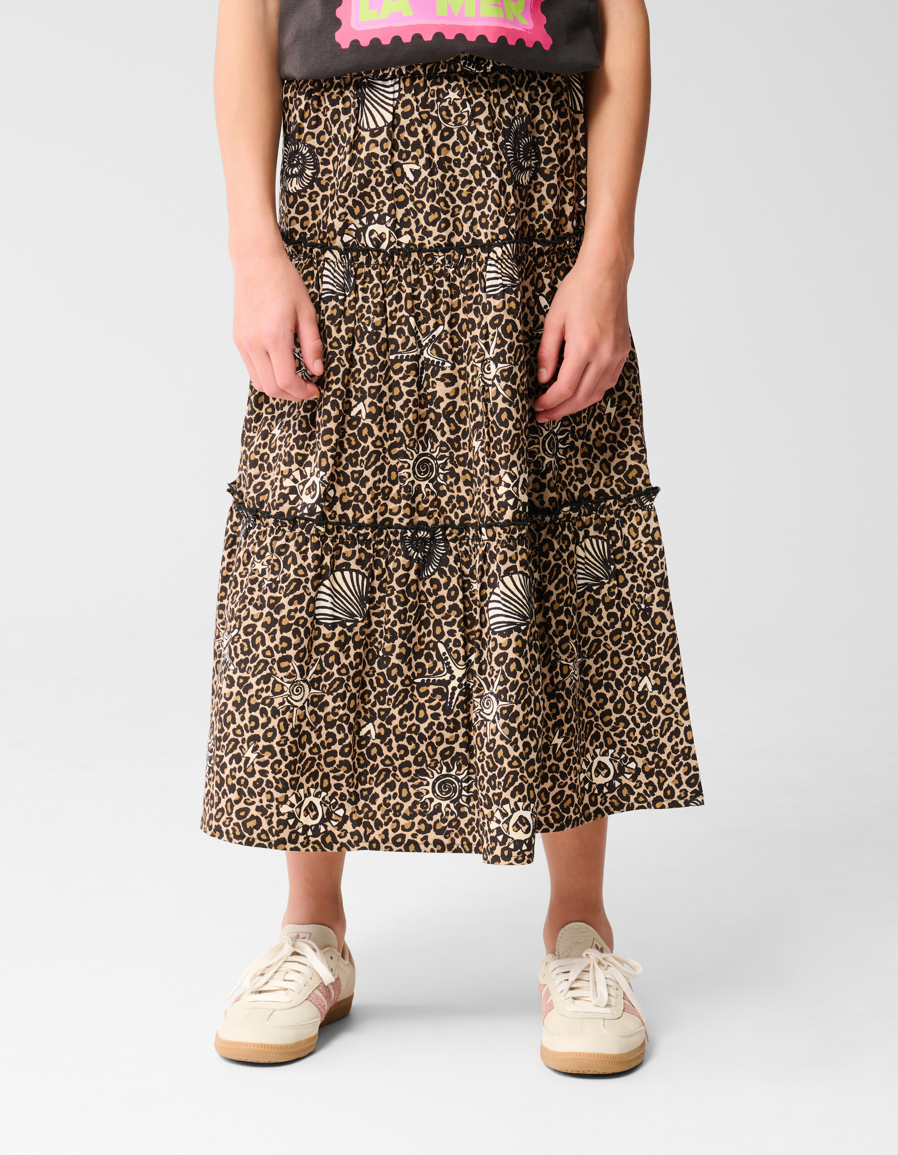 Bedruckter Leoparden Maxirock Braun SHOEBY GIRLS