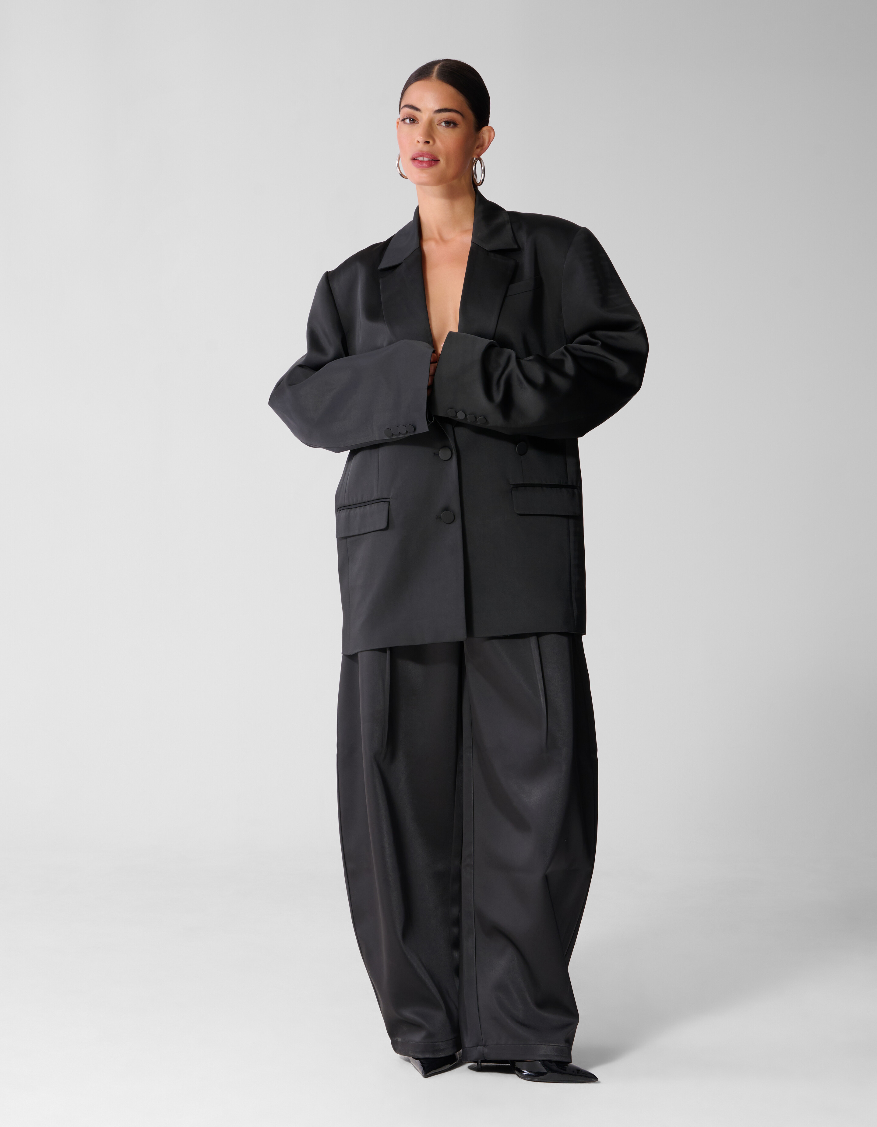 Oversized Satijnen Blazer Zwart SHOEBY WOMEN