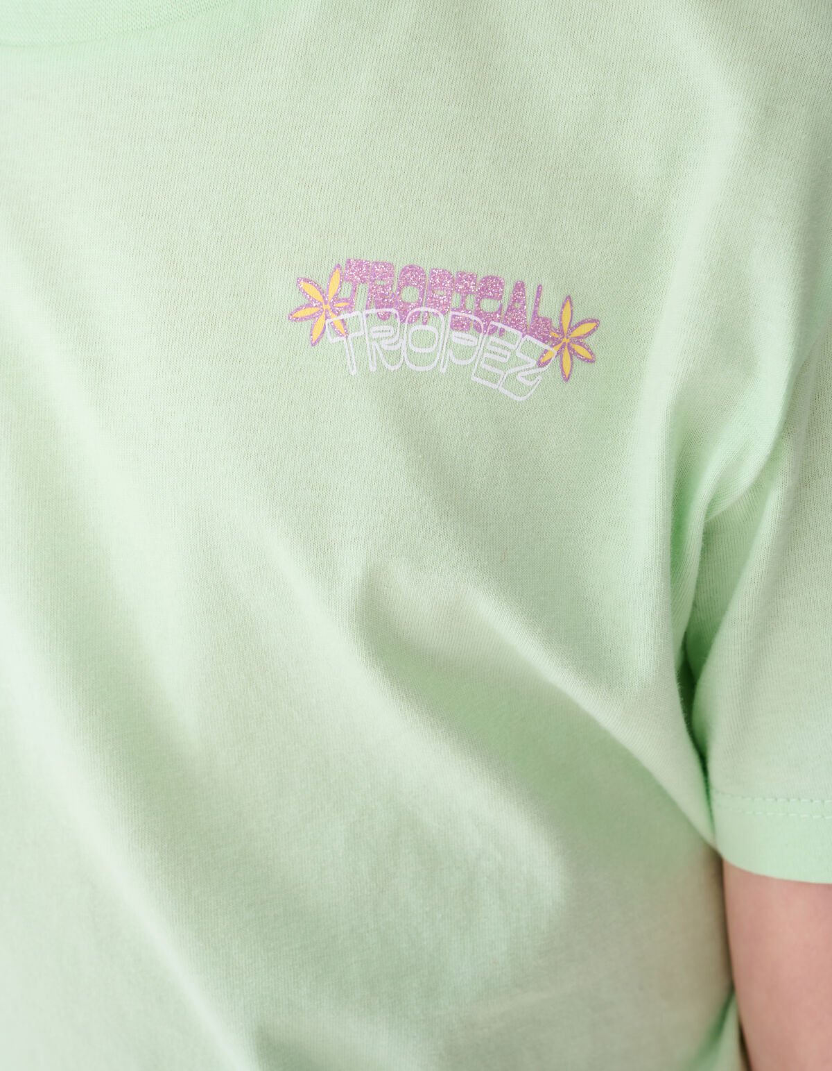 Tropical Artwork T-Shirt Hellgr&uuml;n SHOEBY GIRLS