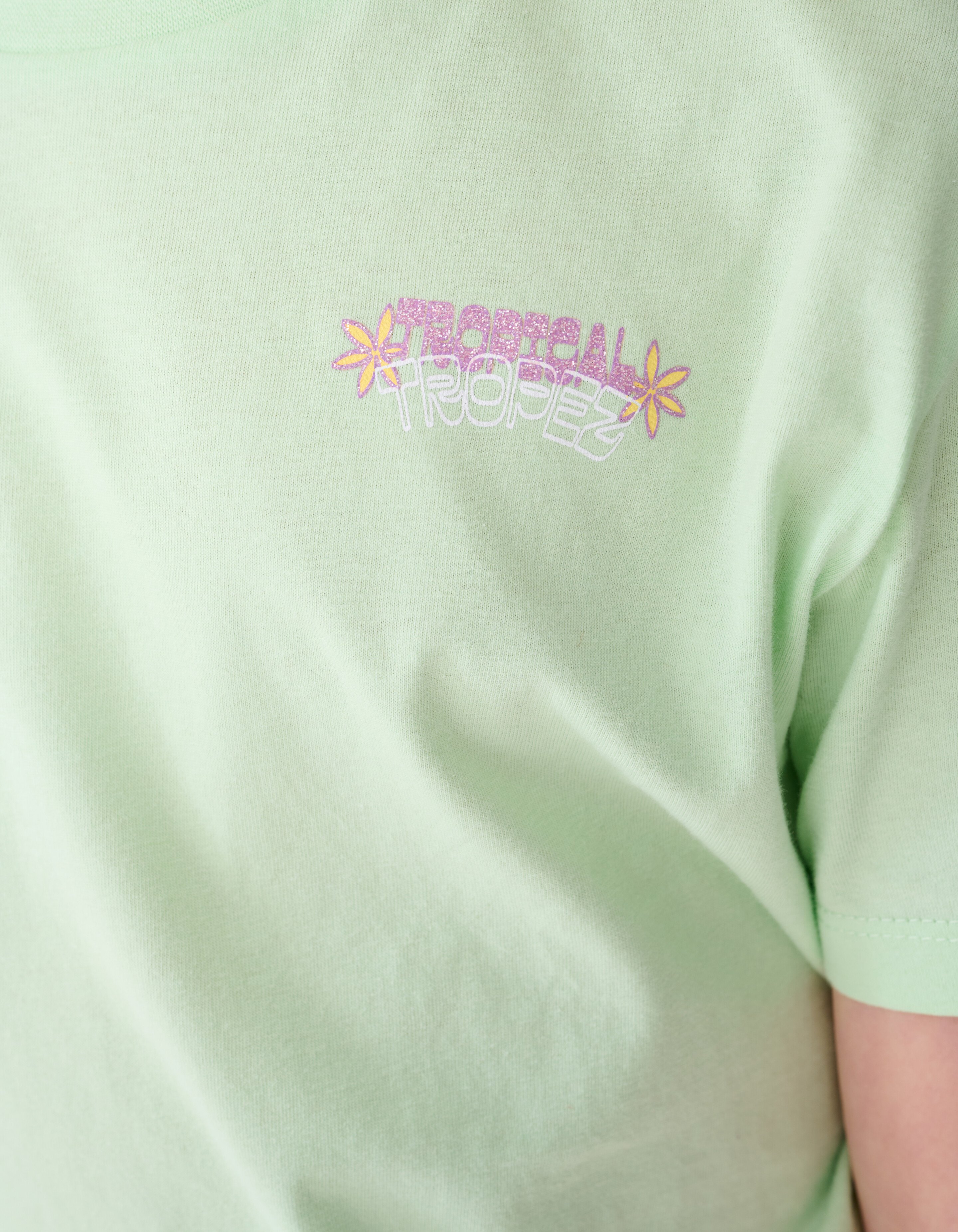 Tropical Artwork T-Shirt Hellgr&uuml;n SHOEBY GIRLS