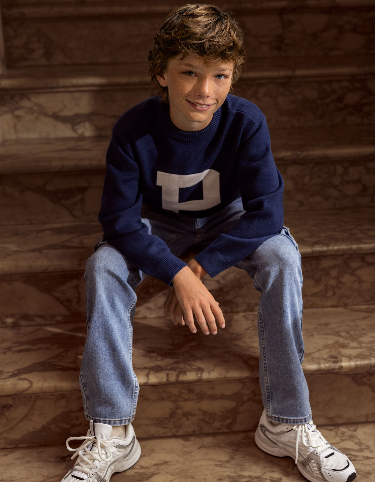 Jacquard Strickpullover Dunkelblau SHOEBY BOYS