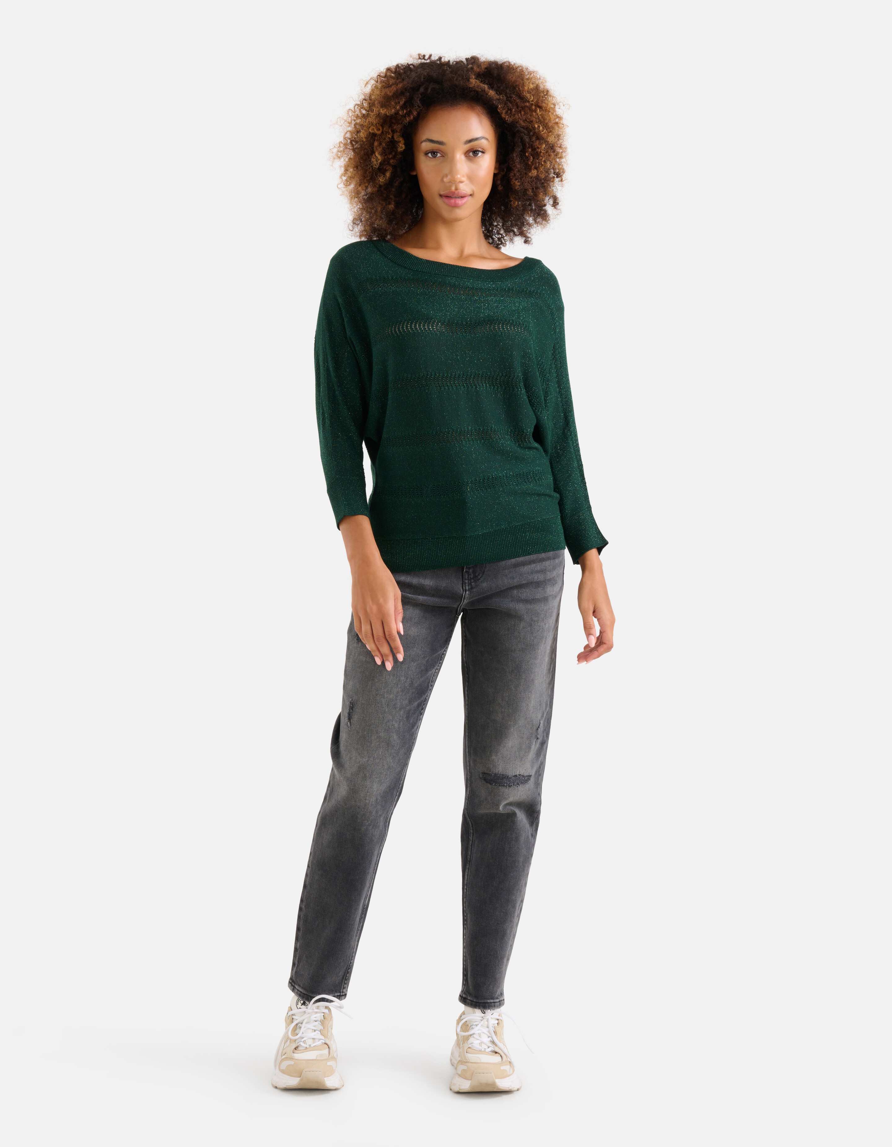 Glitzer Fledermaus-Ärmel Pullover Grün SHOEBY WOMEN