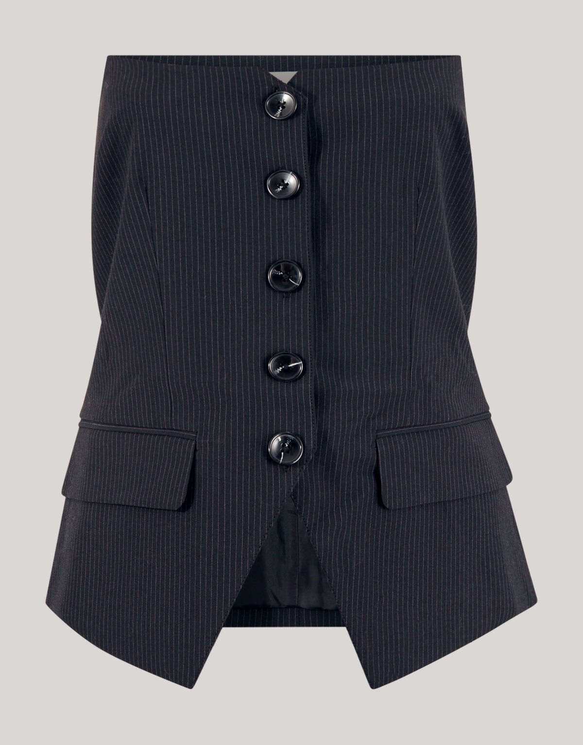 Tr&auml;gerloses Top mit Nadelstreifen Schwarz SHOEBY WOMEN