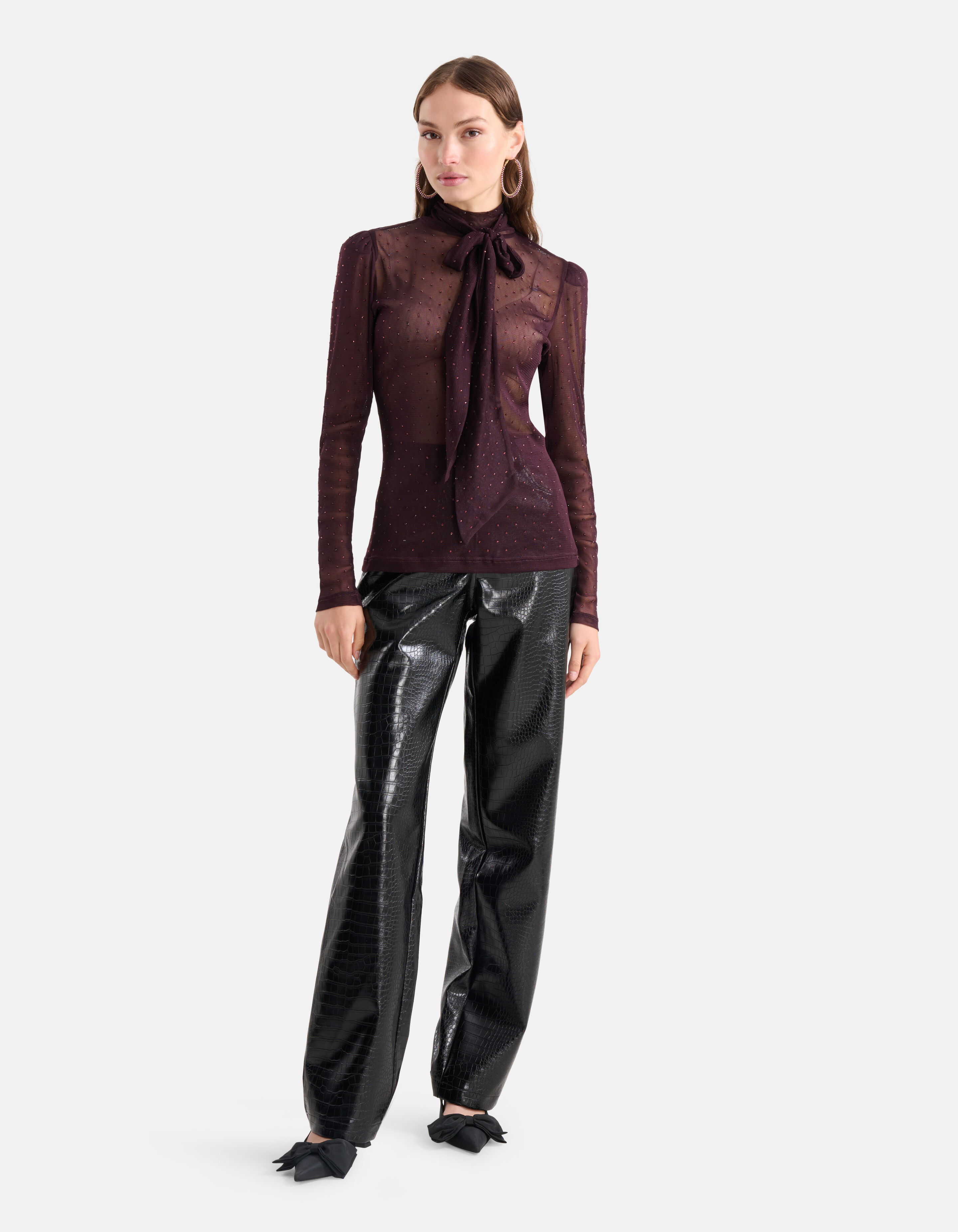 Strassbesetztes Top Bordeaux SHOEBY WOMEN