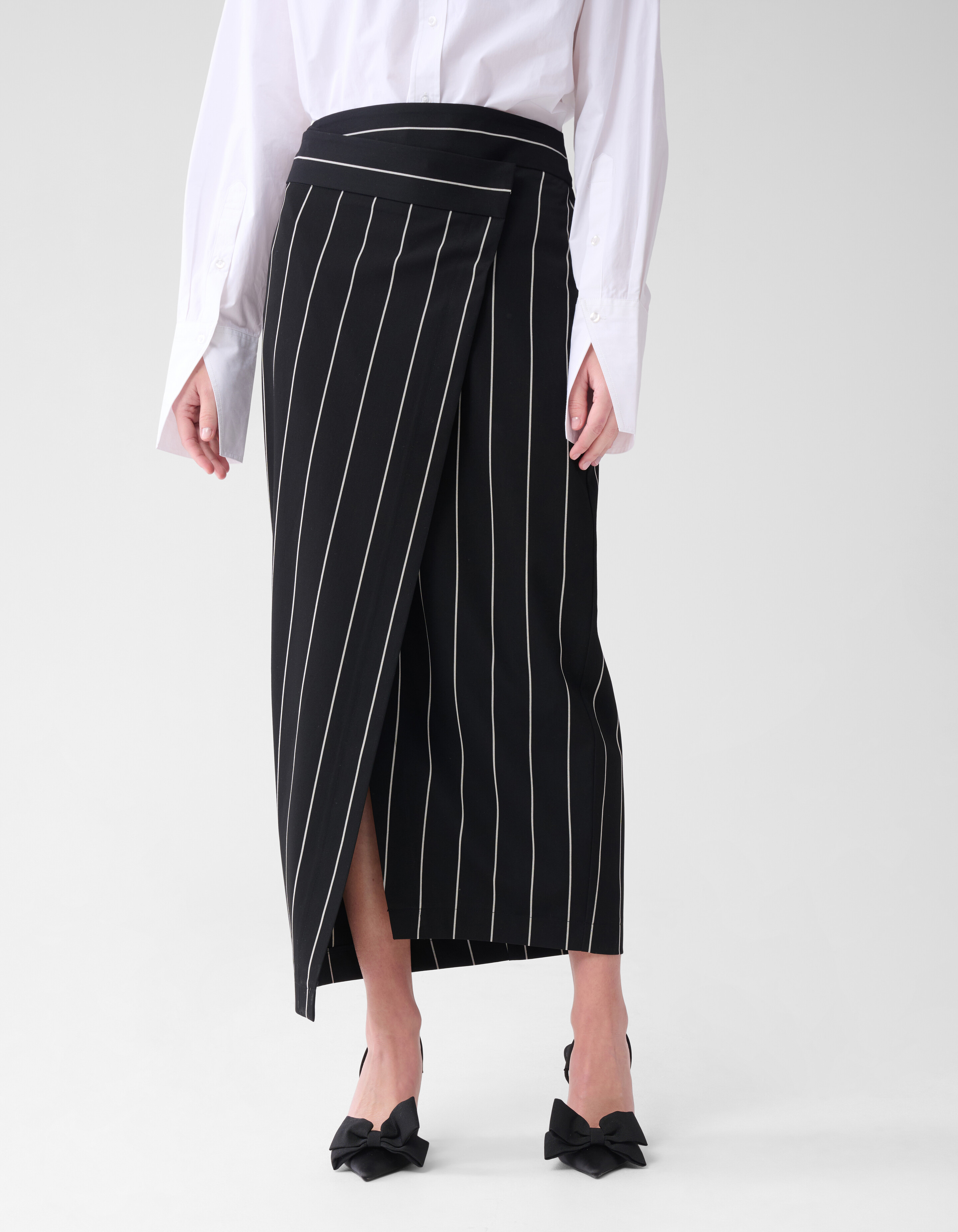 Gestreifter Overslag Maxirock Schwarz/Weiß von Lon SHOEBY WOMEN