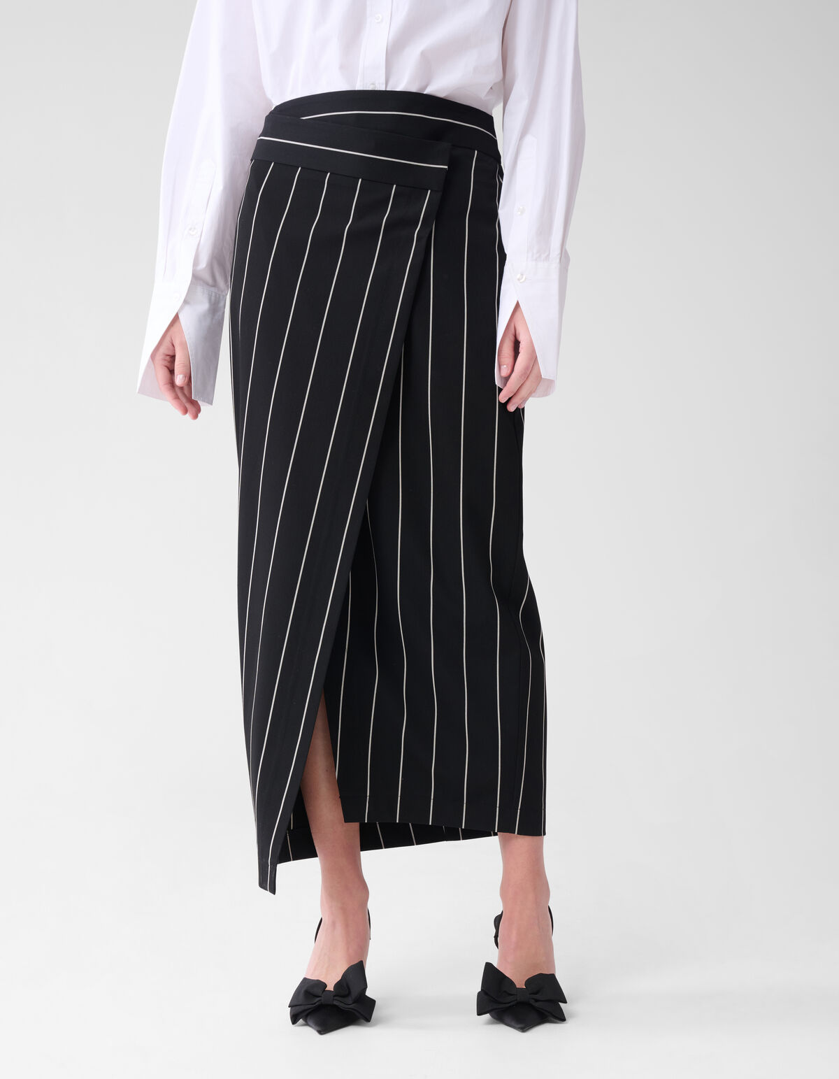 Gestreifter Overslag Maxirock Schwarz/Weiß von Lon SHOEBY WOMEN
