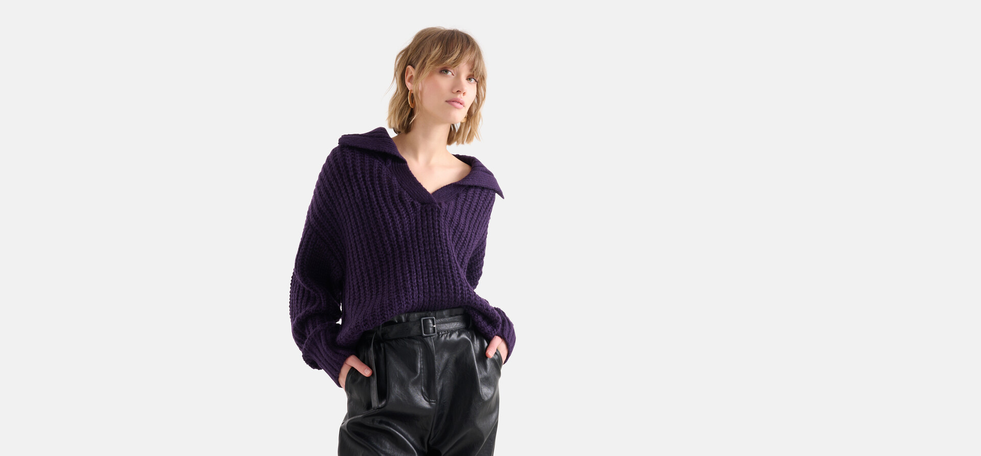 Kragenpulli Dunkelviolett SHOEBY WOMEN