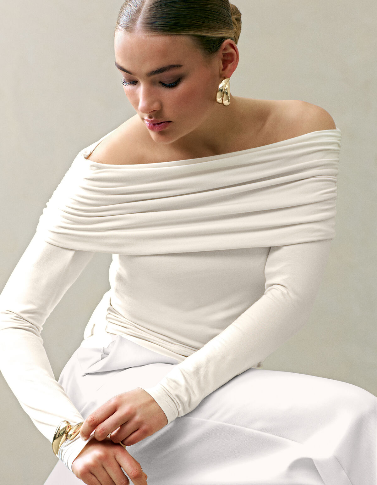 Schulterfreies Top Off White By Fred SHOEBY WOMEN