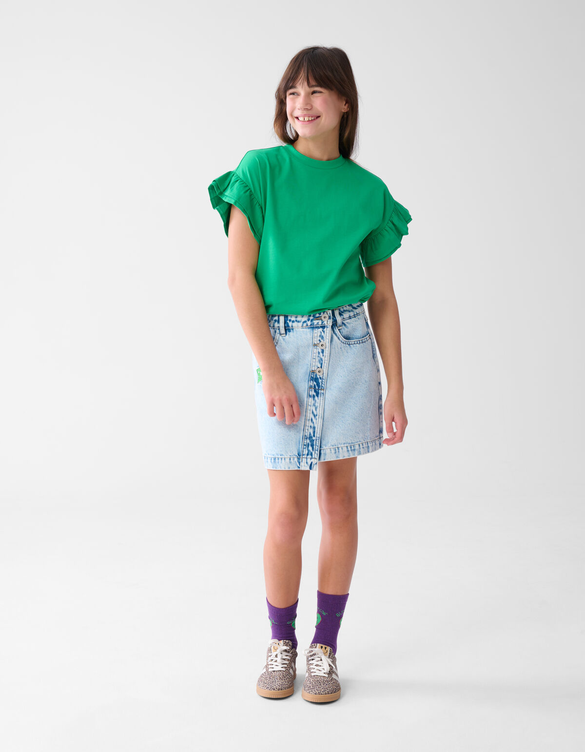 Bestickter Denim-Rock Blau SHOEBY GIRLS