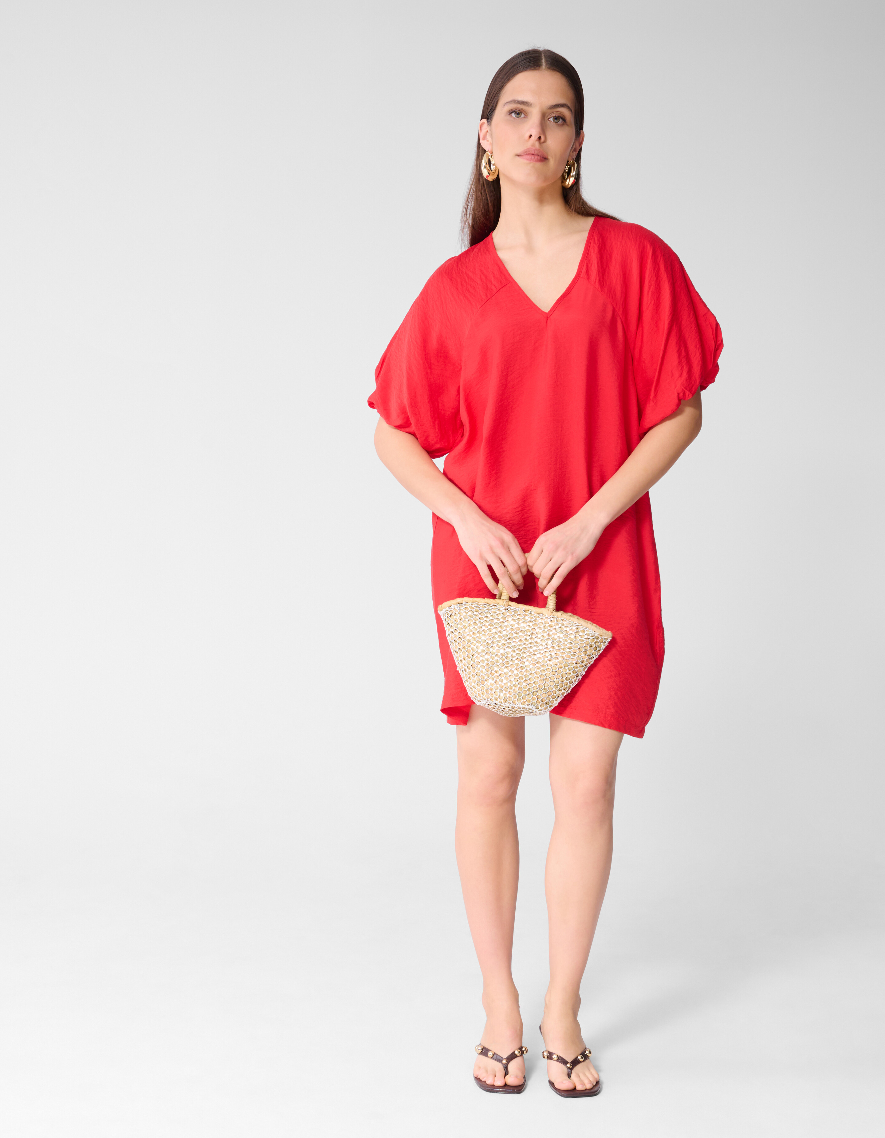 V-Ausschnitt Mini Kleid Rot SHOEBY WOMEN