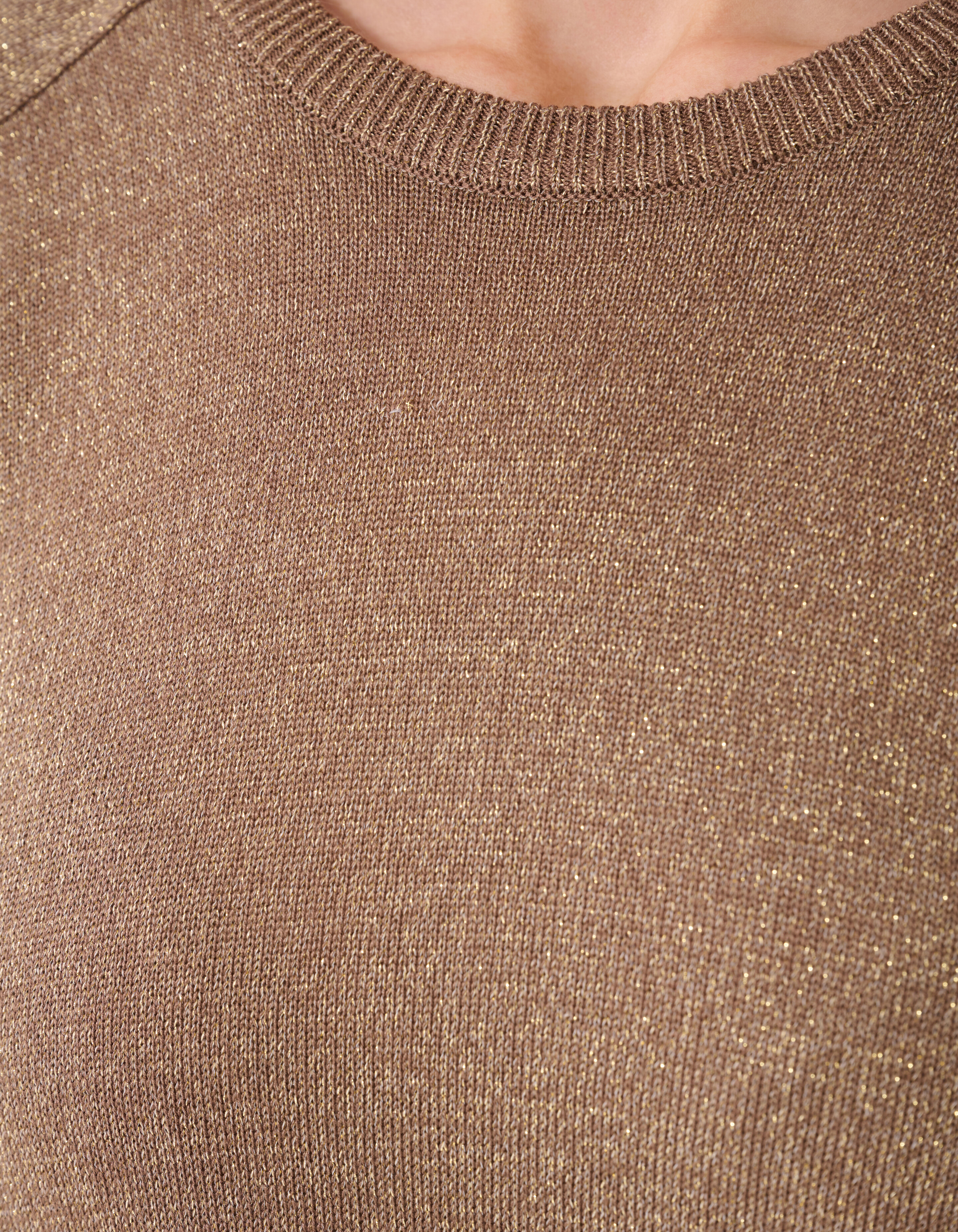 Kurzarm Glitzerpullover Braun SHOEBY WOMEN