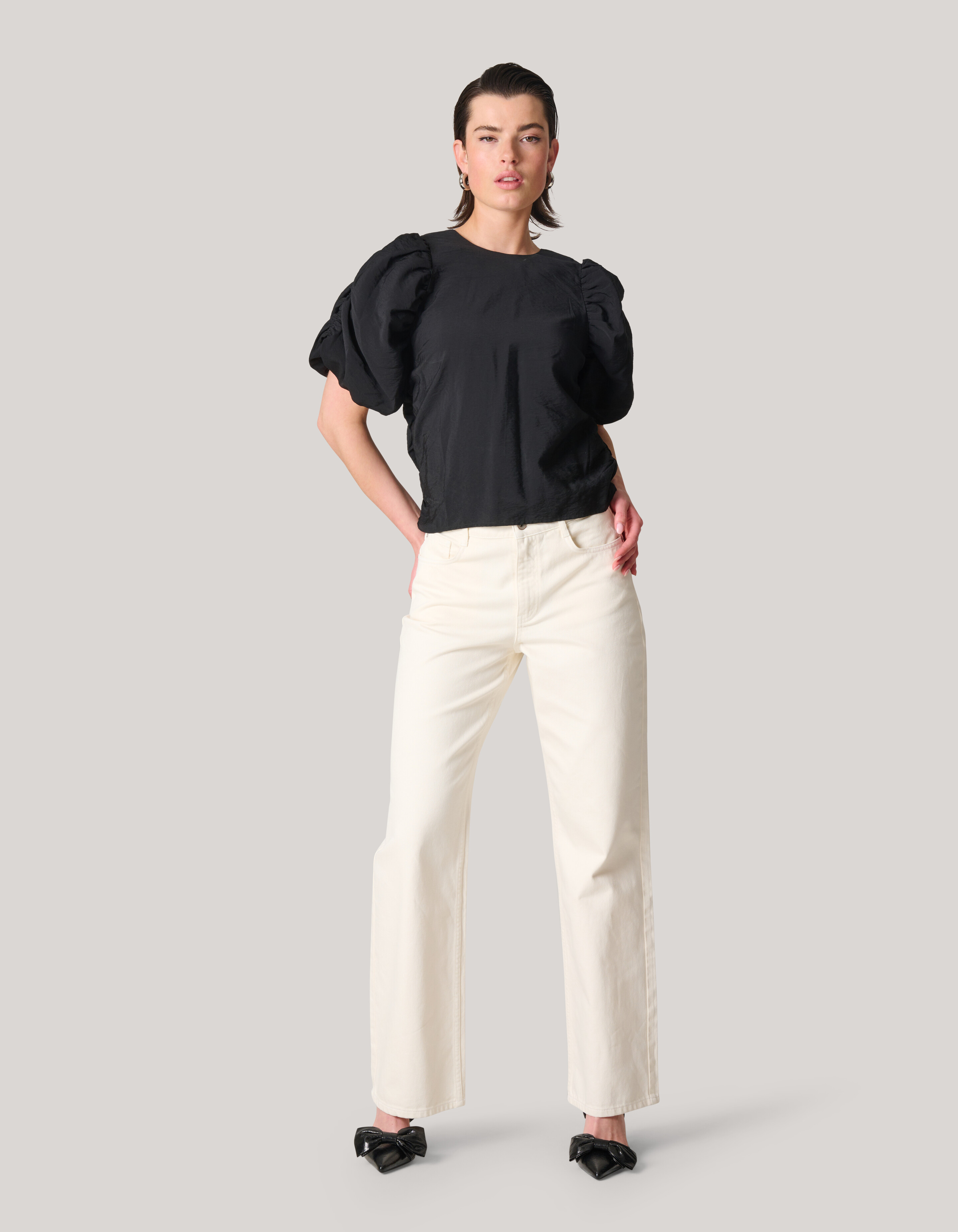 Puffärmeln Top Schwarz SHOEBY WOMEN