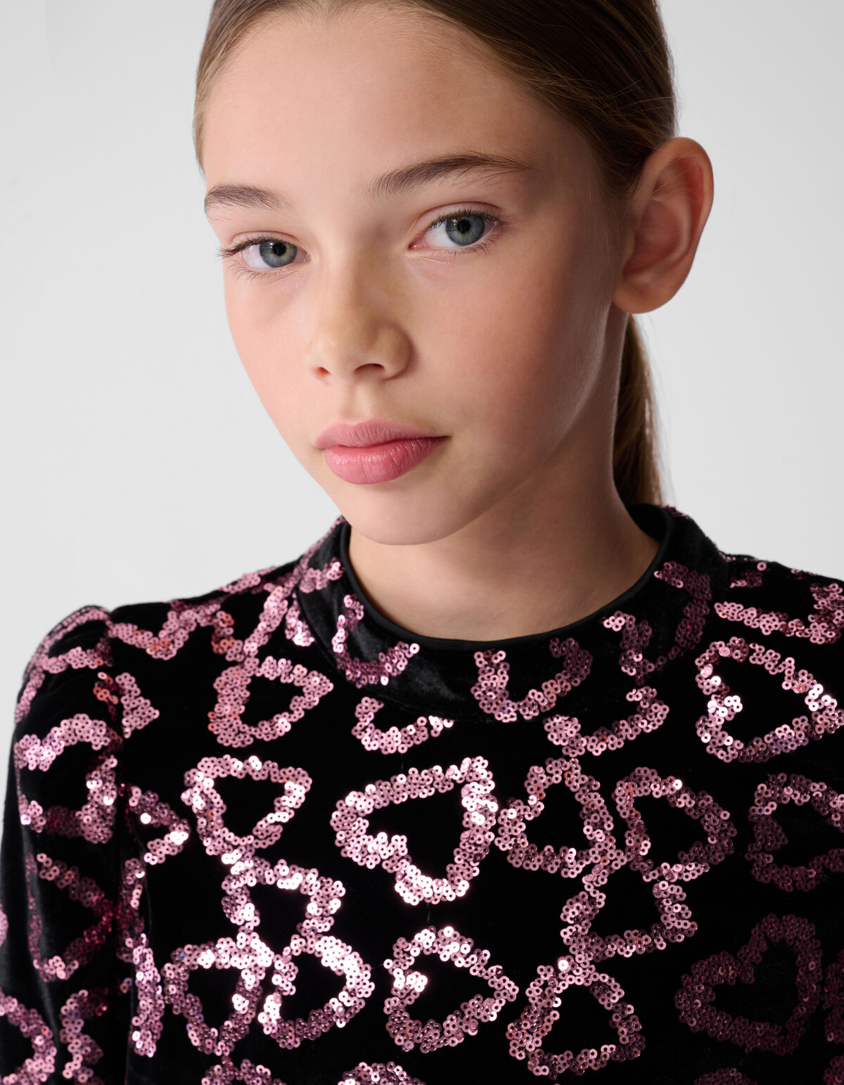 Paillettenherz-Top in Hellrosa SHOEBY GIRLS