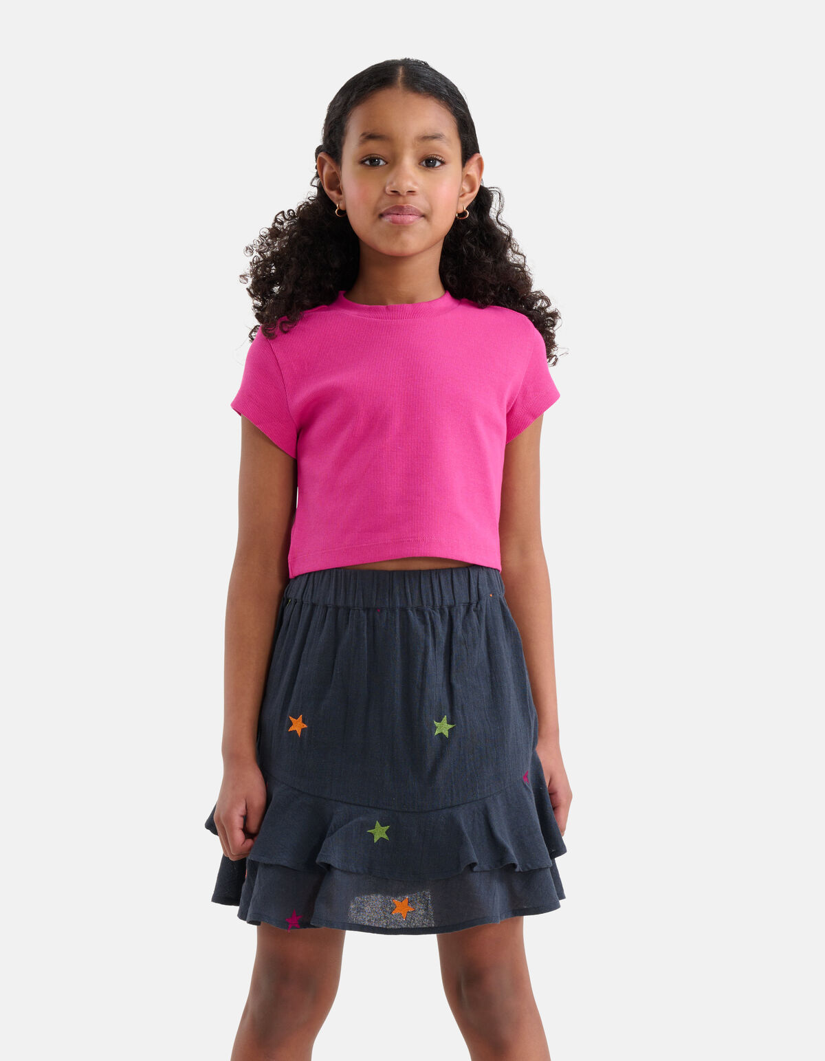 Ribbel Crop top Roze SHOEBY GIRLS