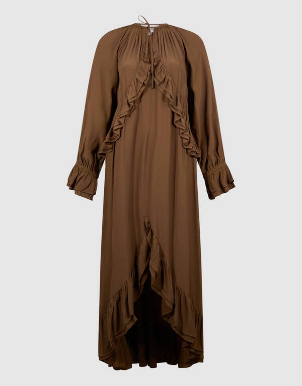 Volant Maxi Kleid Khaki SHOEBY WOMEN