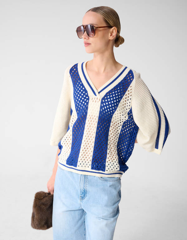 Gestricktes Sportliches T-Shirt Gebrochen Wei&szlig; SHOEBY WOMEN