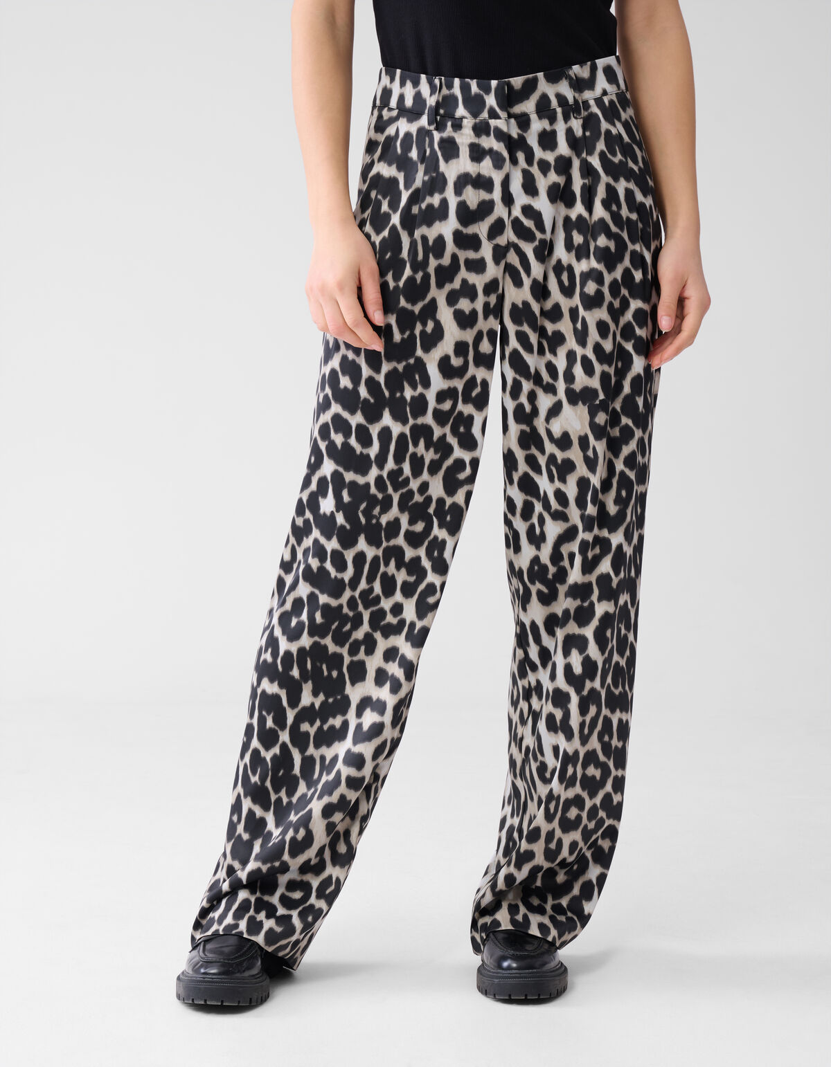 Leopardenhose mit weitem Bein Grau SHOEBY WOMEN