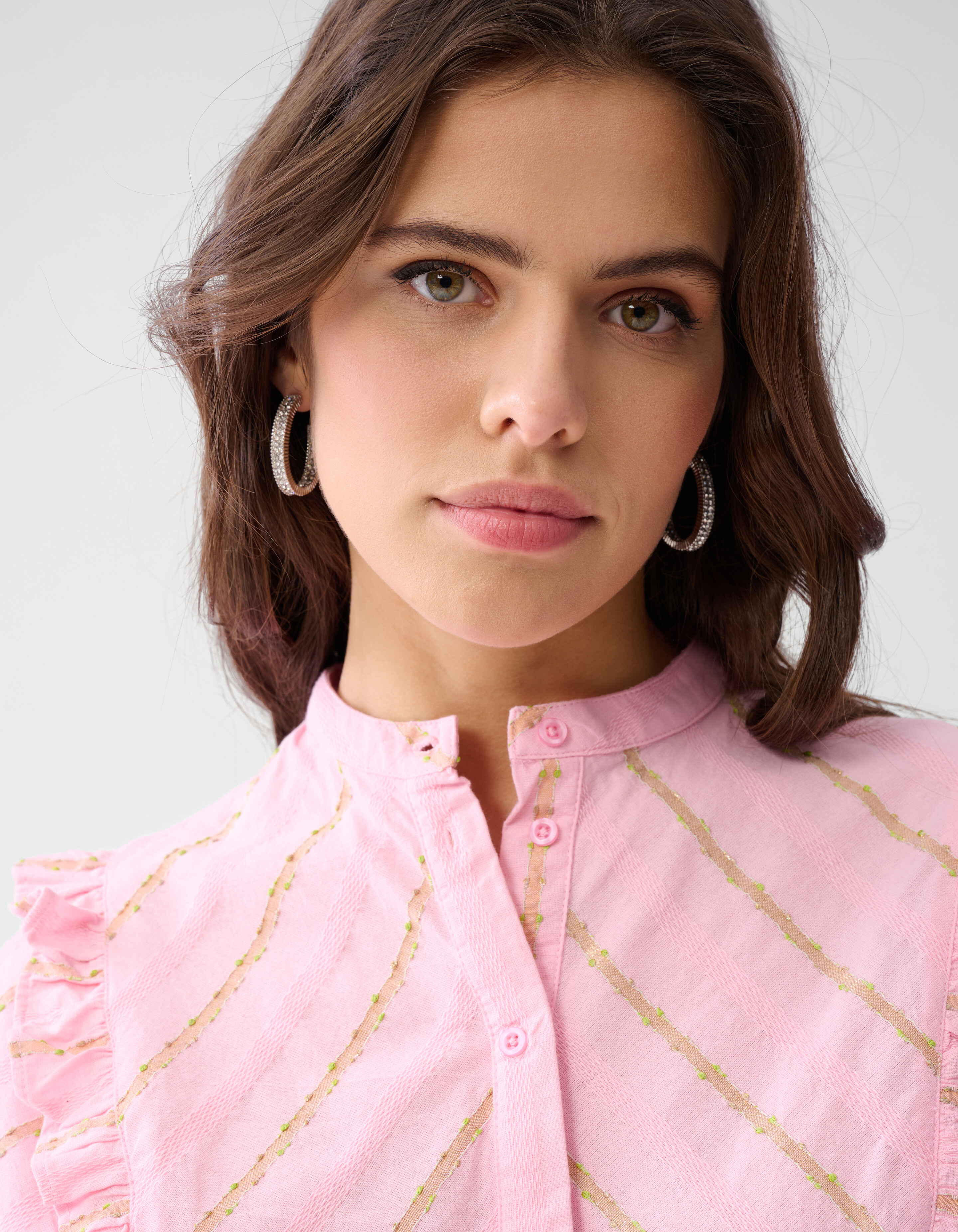 Jacquard-Rüschenbluse Rosa SHOEBY WOMEN