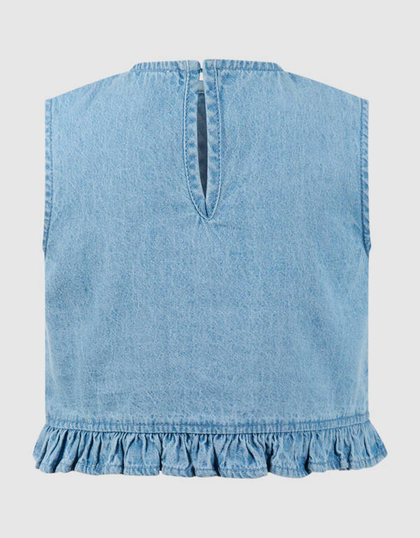 Cropped R&uuml;schenbluse Blau SHOEBY GIRLS