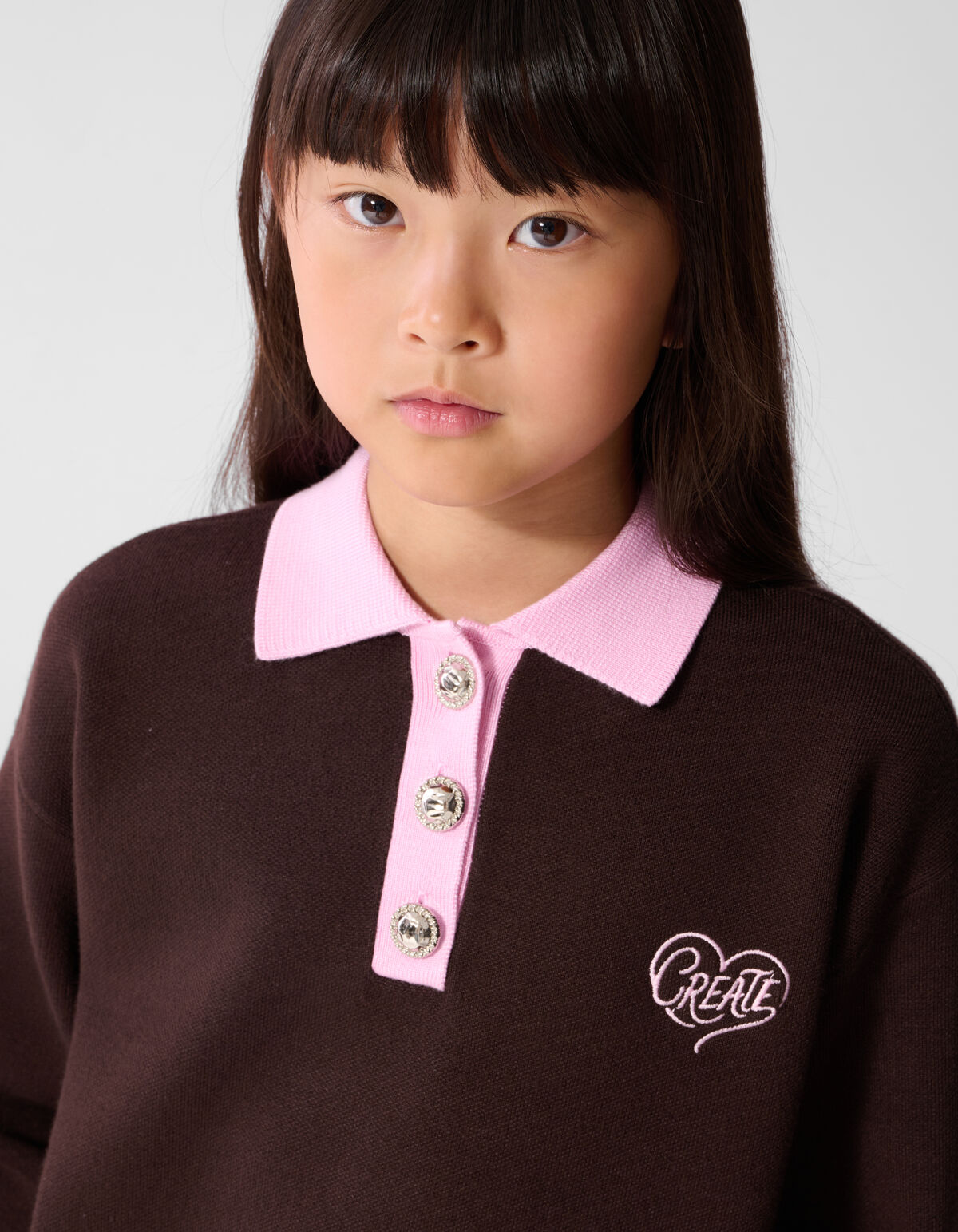 Create Strickpolo Braun/Rosa SHOEBY GIRLS