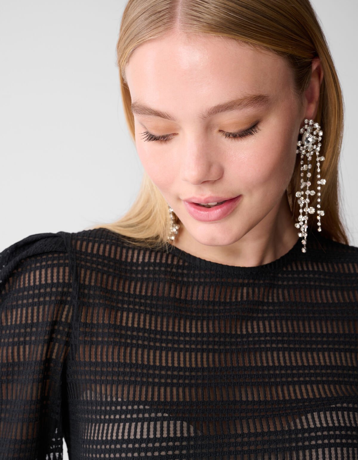 Mesh-Struktur Top Schwarz SHOEBY WOMEN